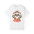 Shih Tzu Dog Shirt Dog Pet Gift Women Cute Tee Dog T-Shirt Dog Fan Puppy Tshirt Pet Graphic Hand Drawn Bow Tshirt