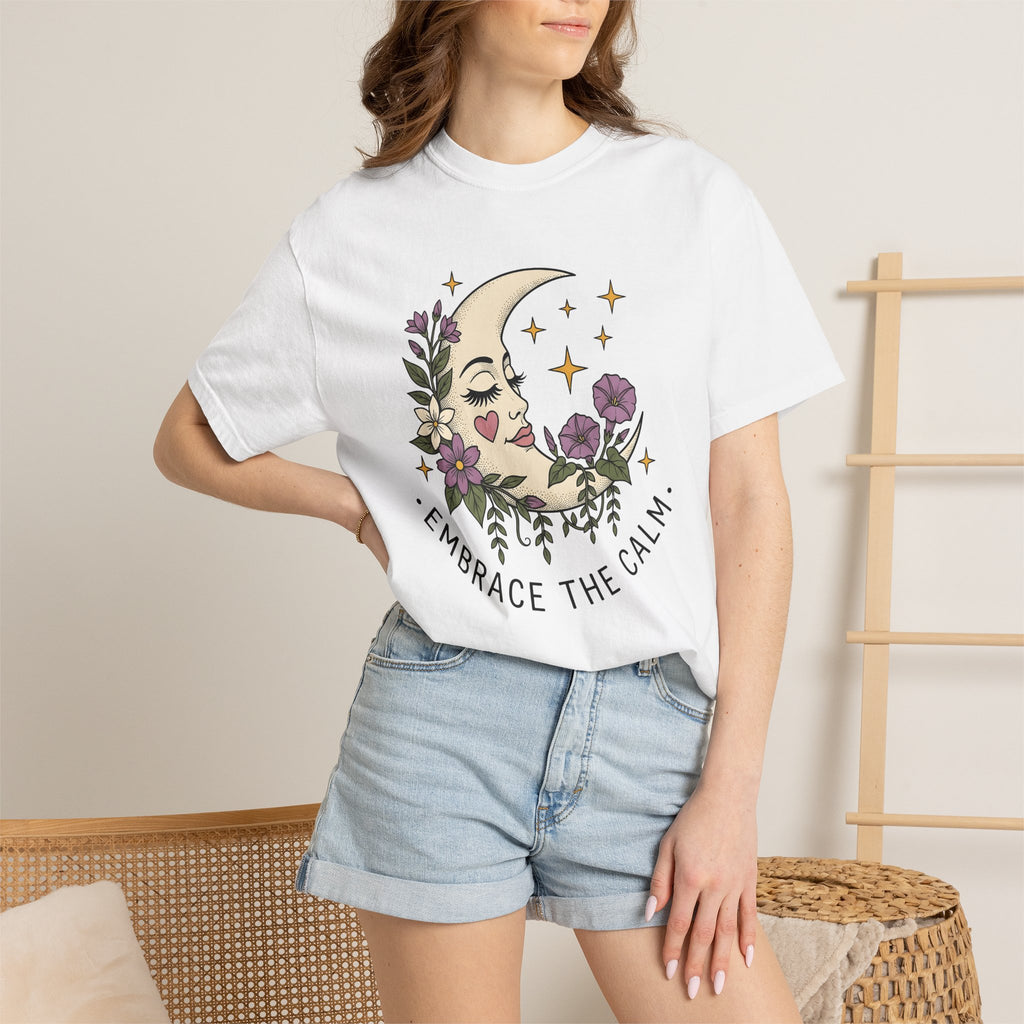 Moon Face Flower Shirt Boho Astrology Gift Women Hippie Tee Moonflower T-Shirt Bohemian Enthusiast Psychedelic Tshirt Zodiac Graphic Retro