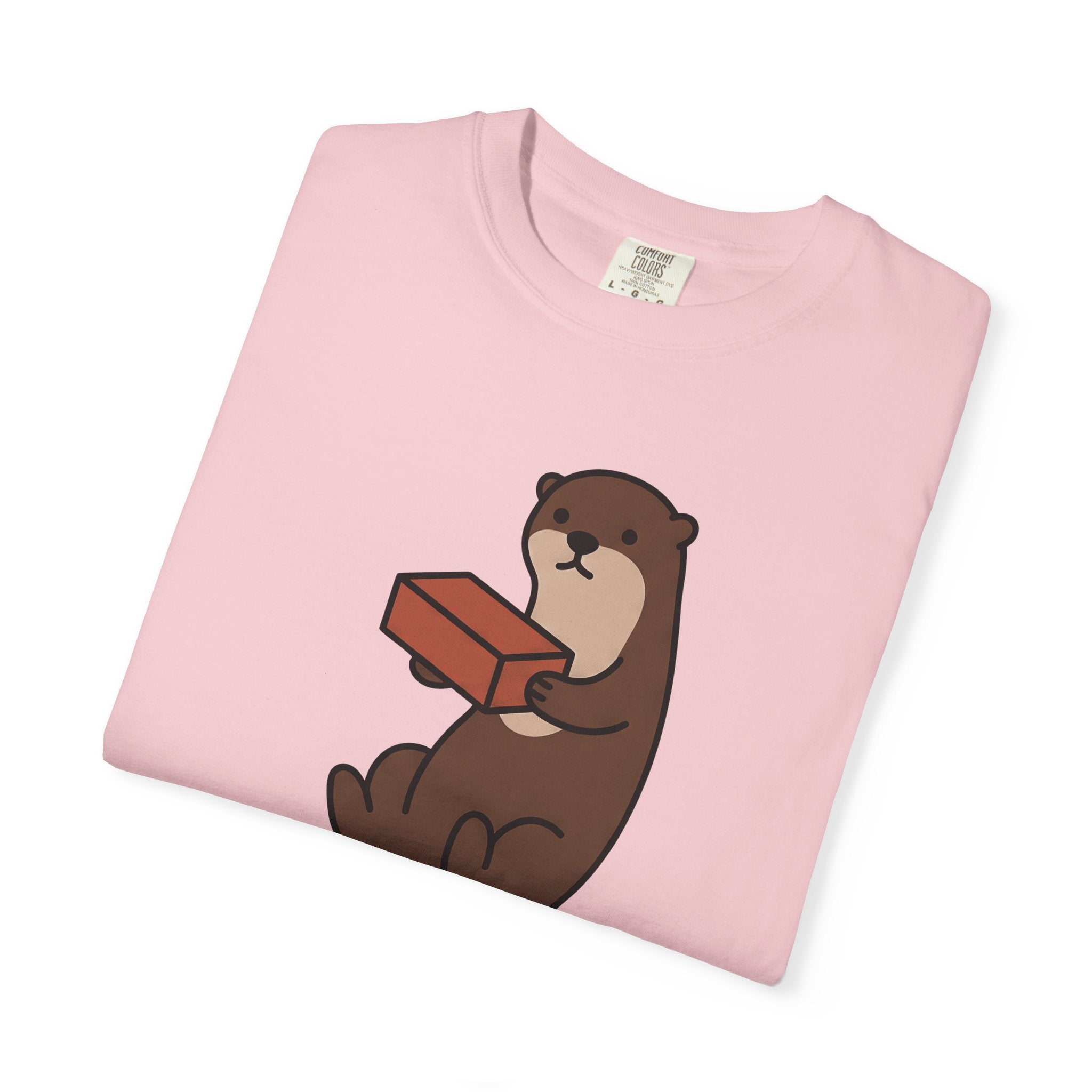 Otter Art Shirt Funny Critter Gift Women Graphic Tee Otter T-Shirt Humor Fan Cartoon Tshirt Animal Graphic Basic Red Brick Tshirt