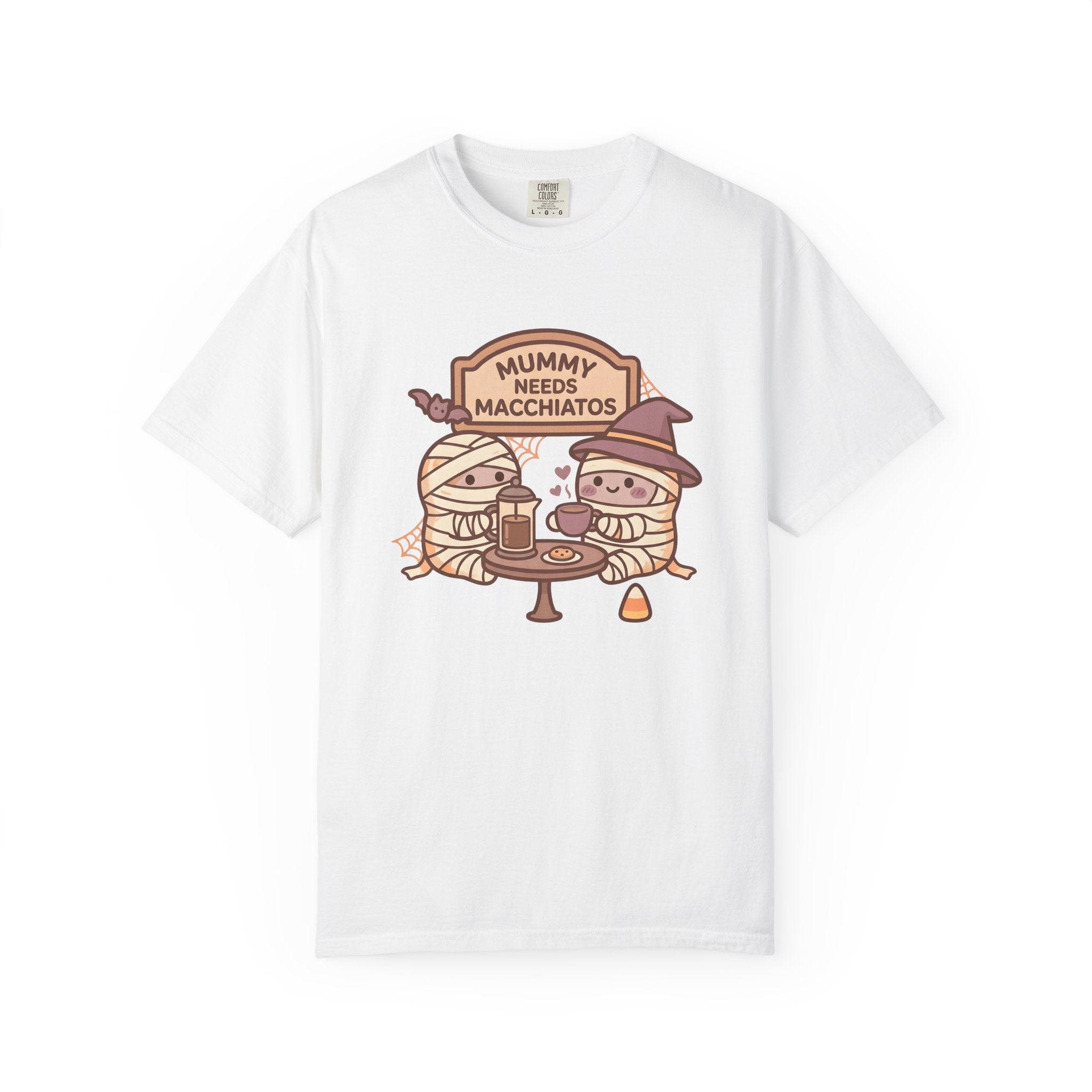 Coffee Mummy Shirt Halloween Espresso Gift Women Cute Tee Mummy T-Shirt Horror Fan Kawaii Tshirt Coffee Graphic Comic Coffee Maker Tshirt