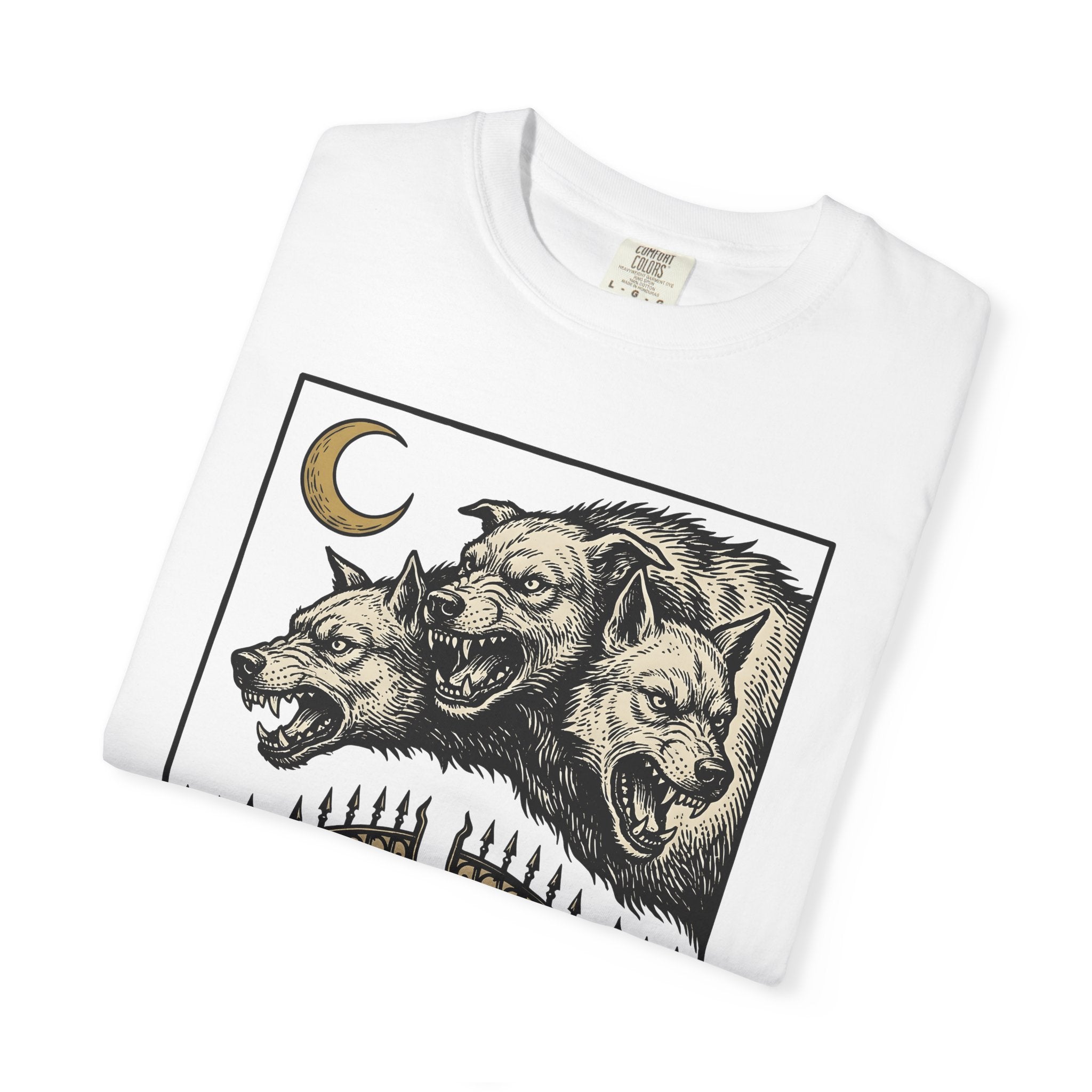 Three-Headed Dog Shirt Gothic Legends Gift Women Dark Art Tee Cerberus T-Shirt Goth Fan Macabre Tshirt Mythology Graphic Retro Bones Tshirt