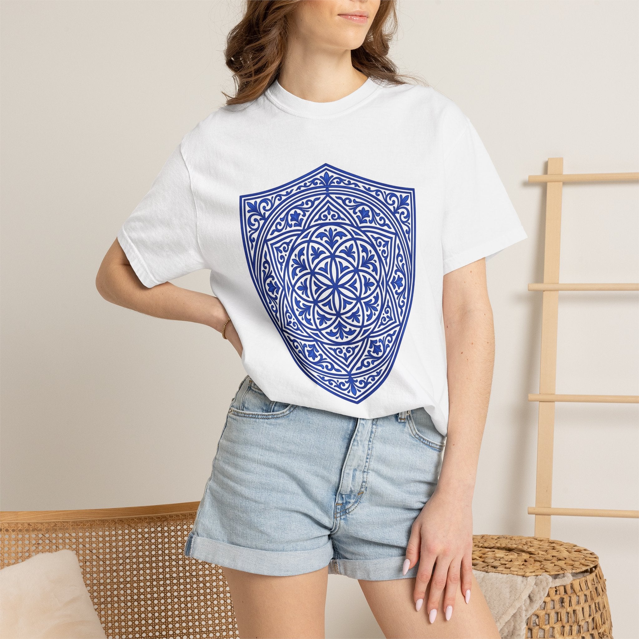 Mandala Shield Shirt Boho Chic Pattern Gift Women Boho Tee Mandala T-Shirt Bohemian Enthusiast Hippie Tshirt Design Graphic Geometric Floral