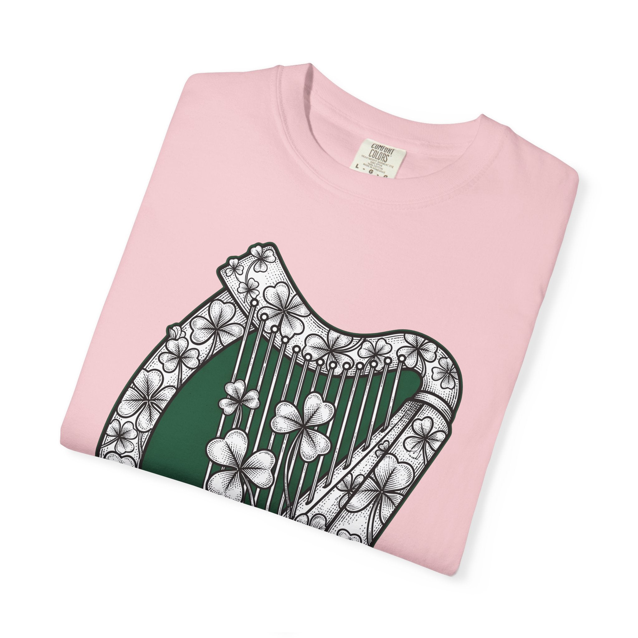 Shamrock Harp Shirt St Patrick's Day Gaelic Gift Women Line Art Tee Harp T-Shirt Patrick's Day Fan Celtic Graphic Tshirt Hand Drawn Clover
