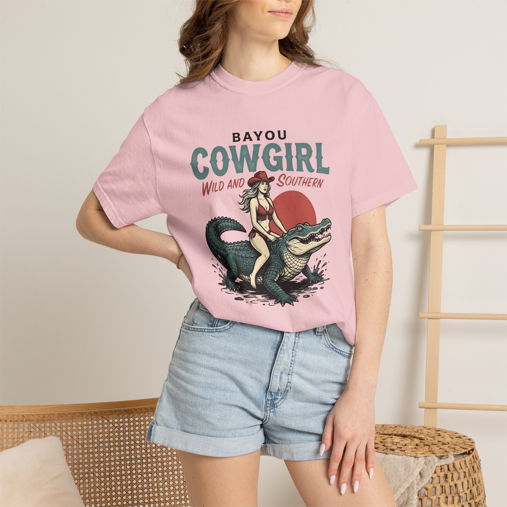 Rodeo Girl On Croc Shirt Cowgirl Cowboy Gift Women Antique Tee Rodeo Queen T-Shirt Cowgirl Fan Vintage Tshirt Cowboy Graphic Line Art