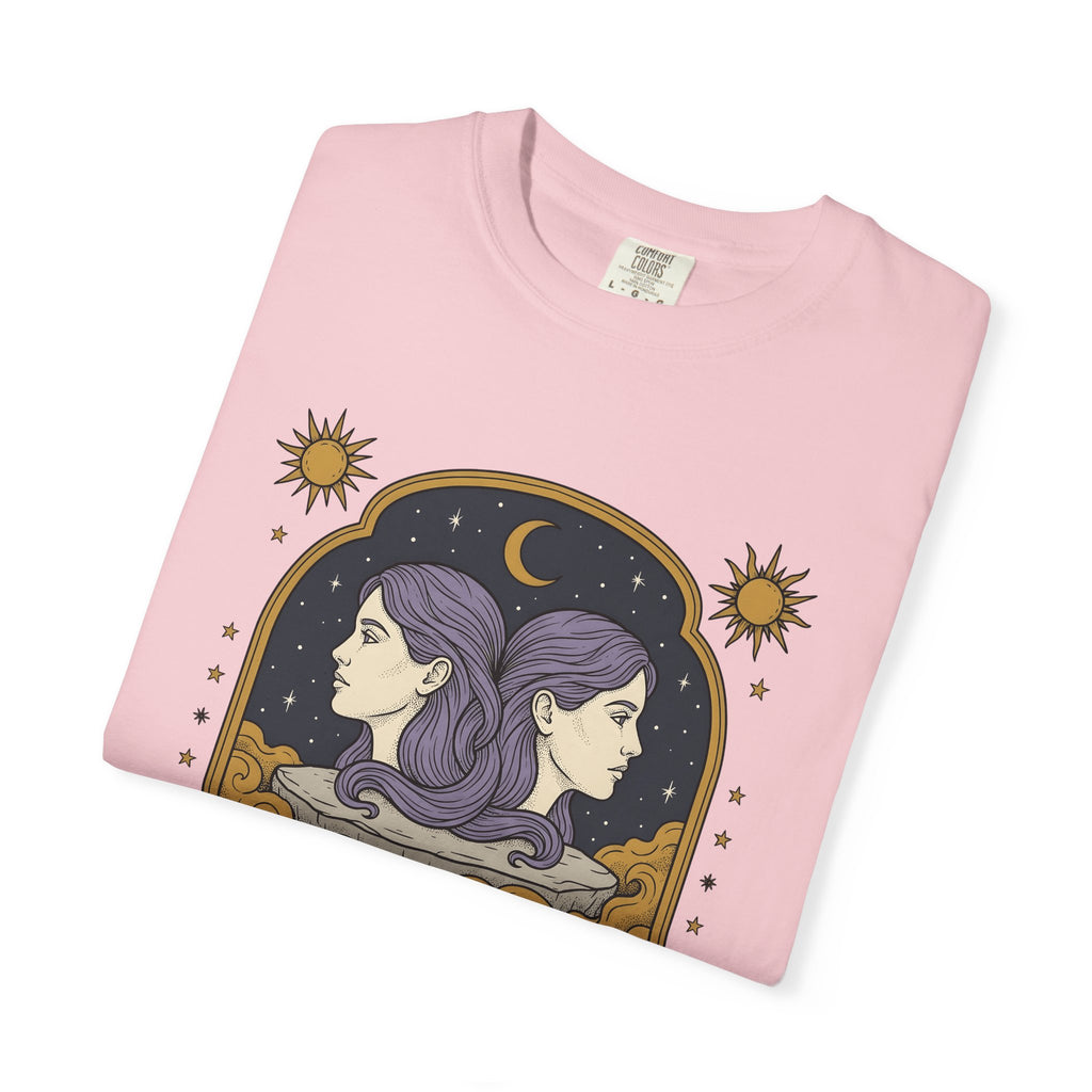 Gemini Twins Shirt Boho Chic Horoscope Gift Women Mystical Tee Zodiac T-Shirt Bohemian Enthusiast Magical Tshirt Astrology Graphic Retro