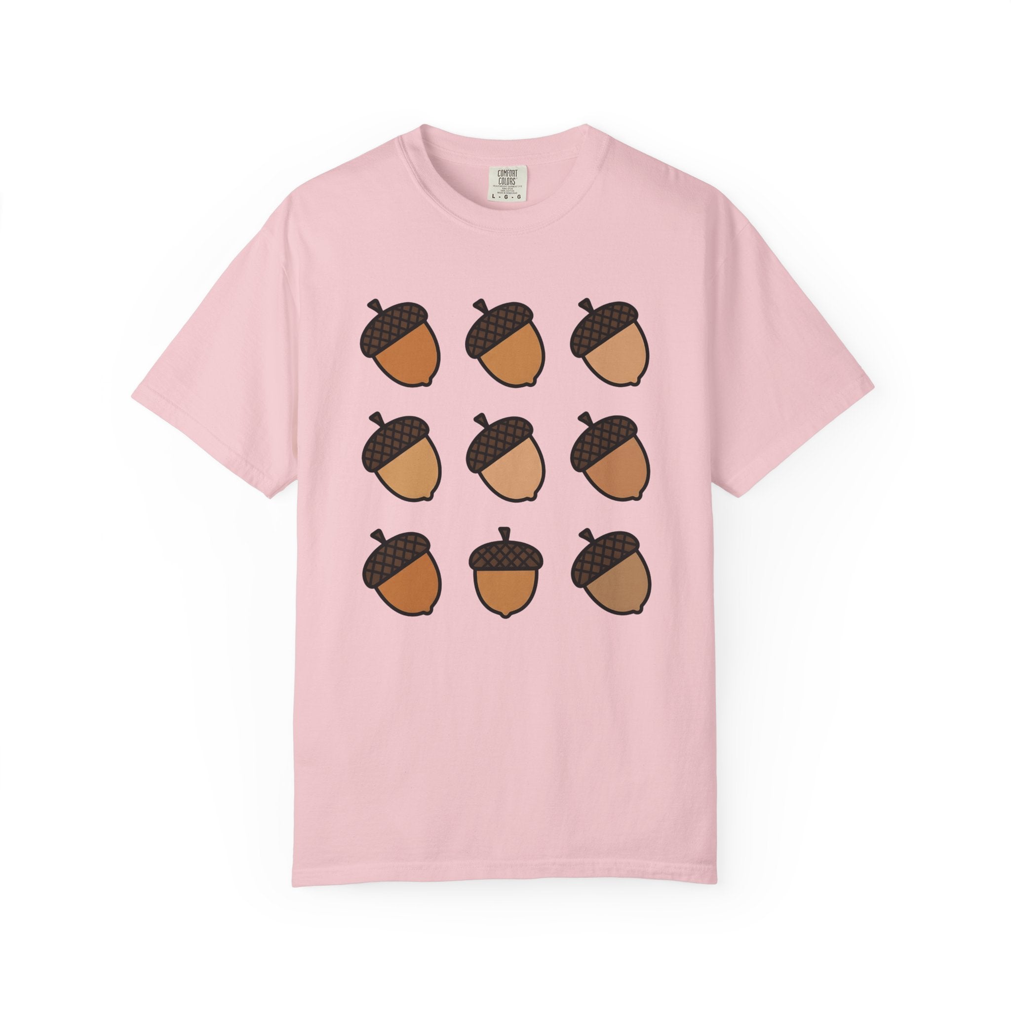 Acorn Print Shirt Cute Autumn Gift Women Comic Tee Oak T-Shirt Adorable Fan Cartoon Tshirt Fall Graphic Clean Check Design Tshirt