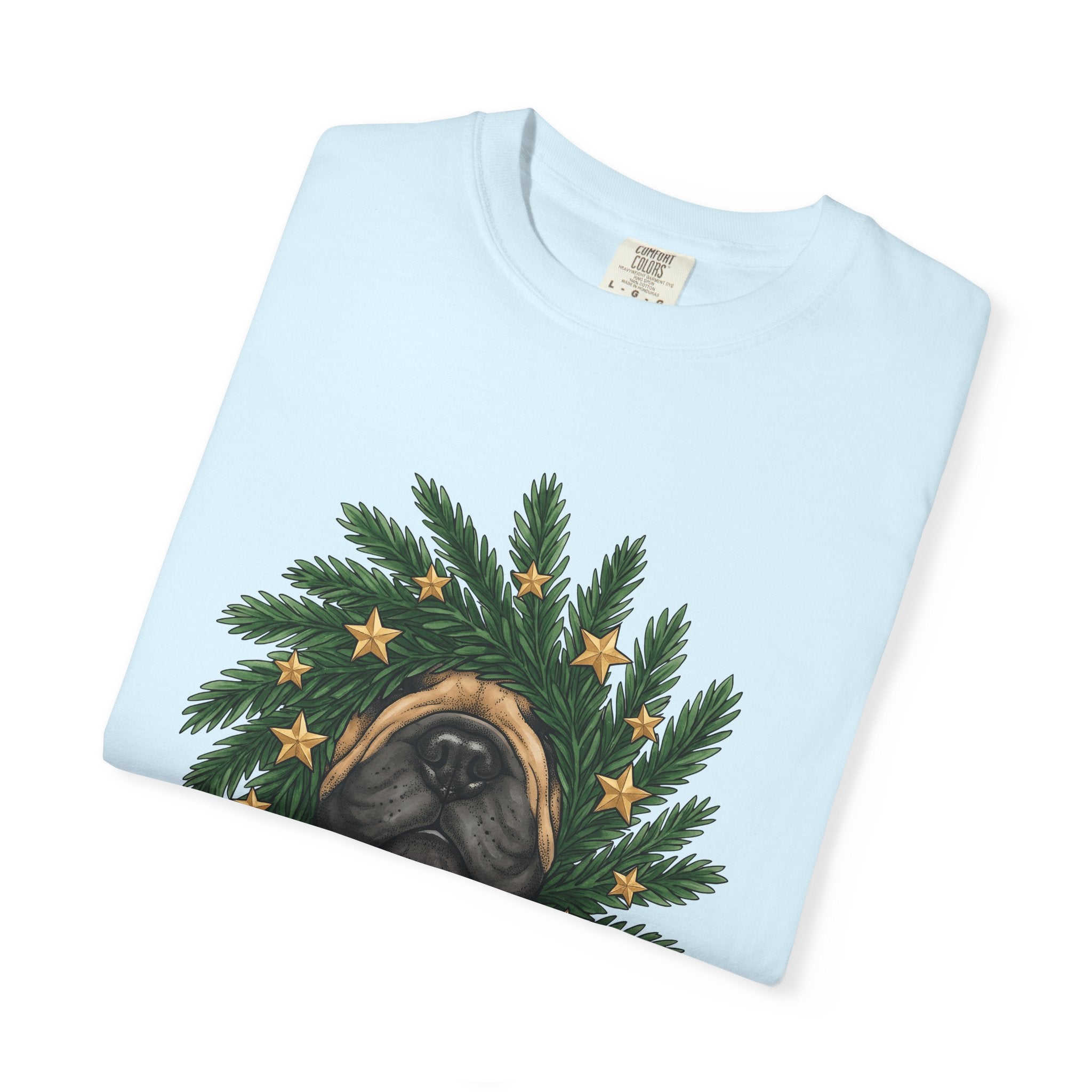 Canine Wreath Shirt Christmas Pets Gift Women Cartoon Tee Dog Wreath T-Shirt Xmas Fan Christmas Tshirt Animal Graphic Classic Shining Stars