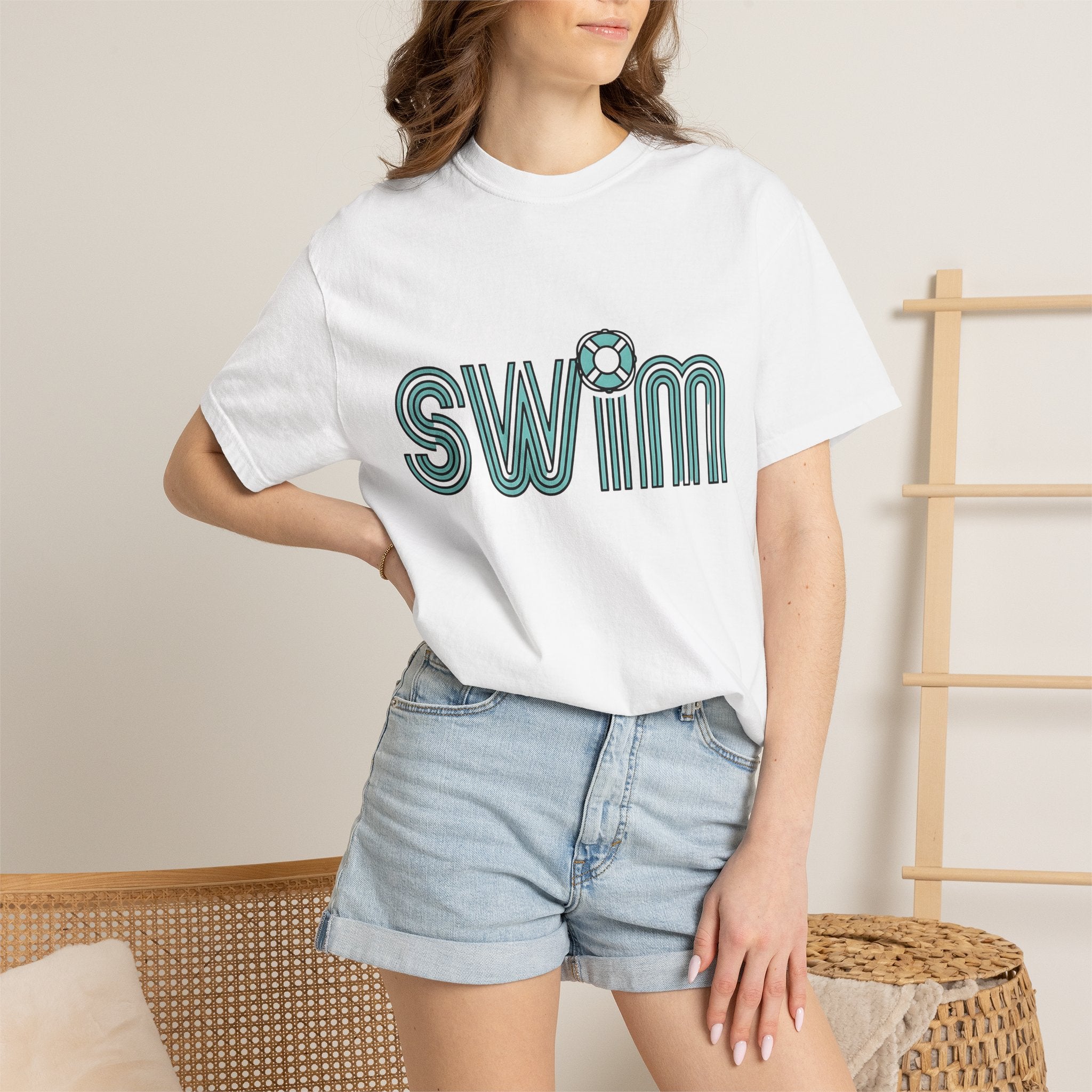 Swim Quote Shirt Swimming Coast Gift Women Modern Tee Swimming Quote T-Shirt Swimmer Enthusiast Contemporary Tshirt Seaside Graphic Classic