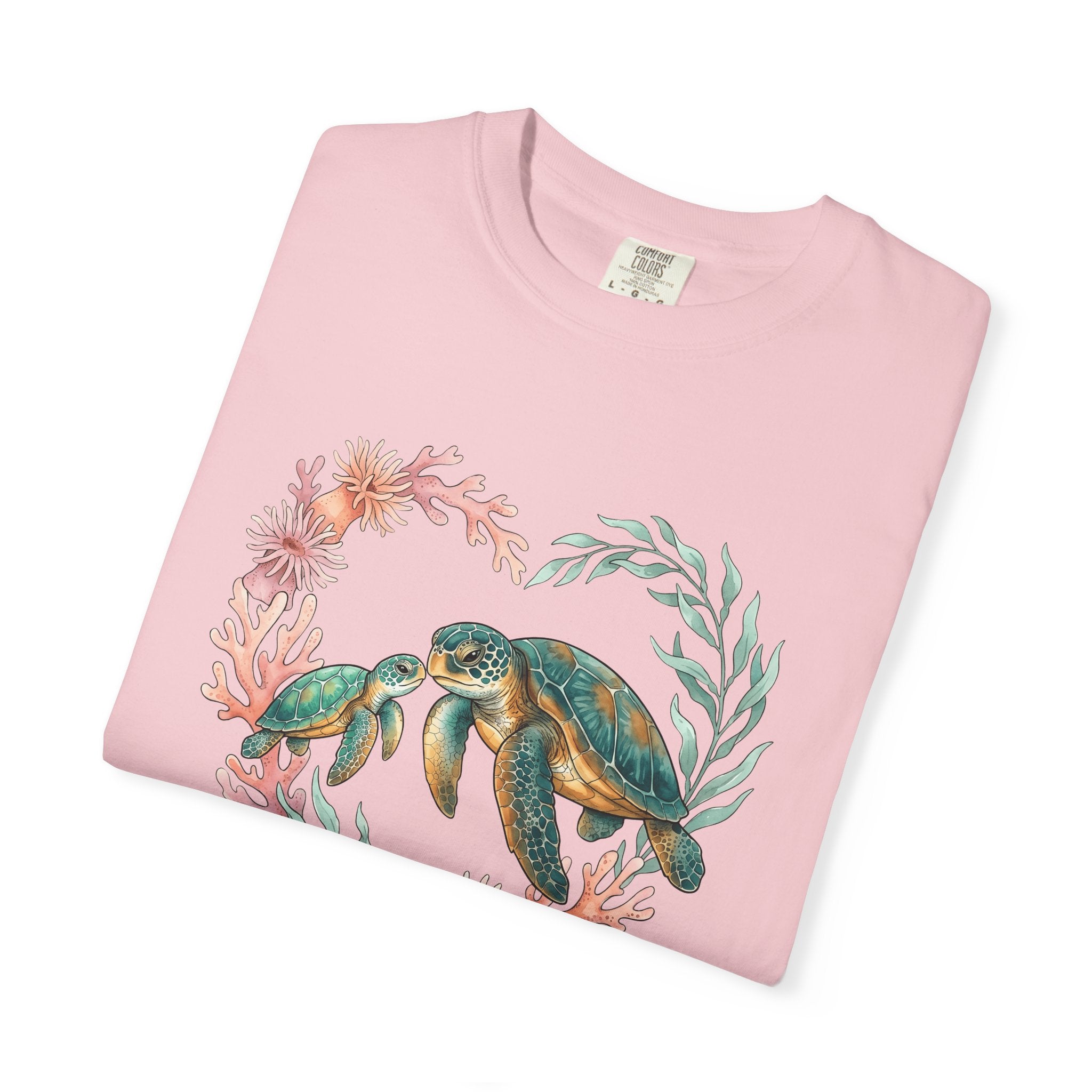Sea Turtles Shirt Animals & Flowers Sea Life Gift Women Hand Painted Tee Turtle T-Shirt Wildlife Fan Painted Tshirt Ocean Graphic Line Art