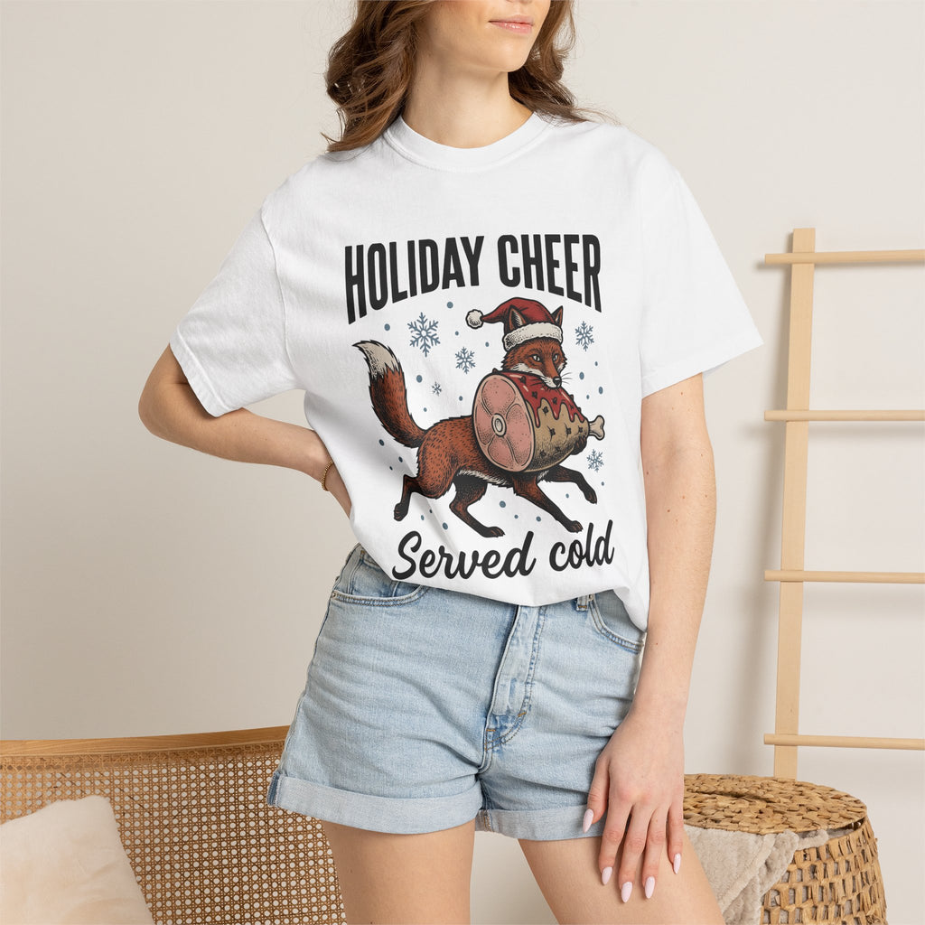 Fox Christmas Hat Shirt Christmas Wildlife Gift Women Retro Tee Fox T-Shirt Xmas Fan Vintage Tshirt Animal Graphic Sketch Snow Tshirt