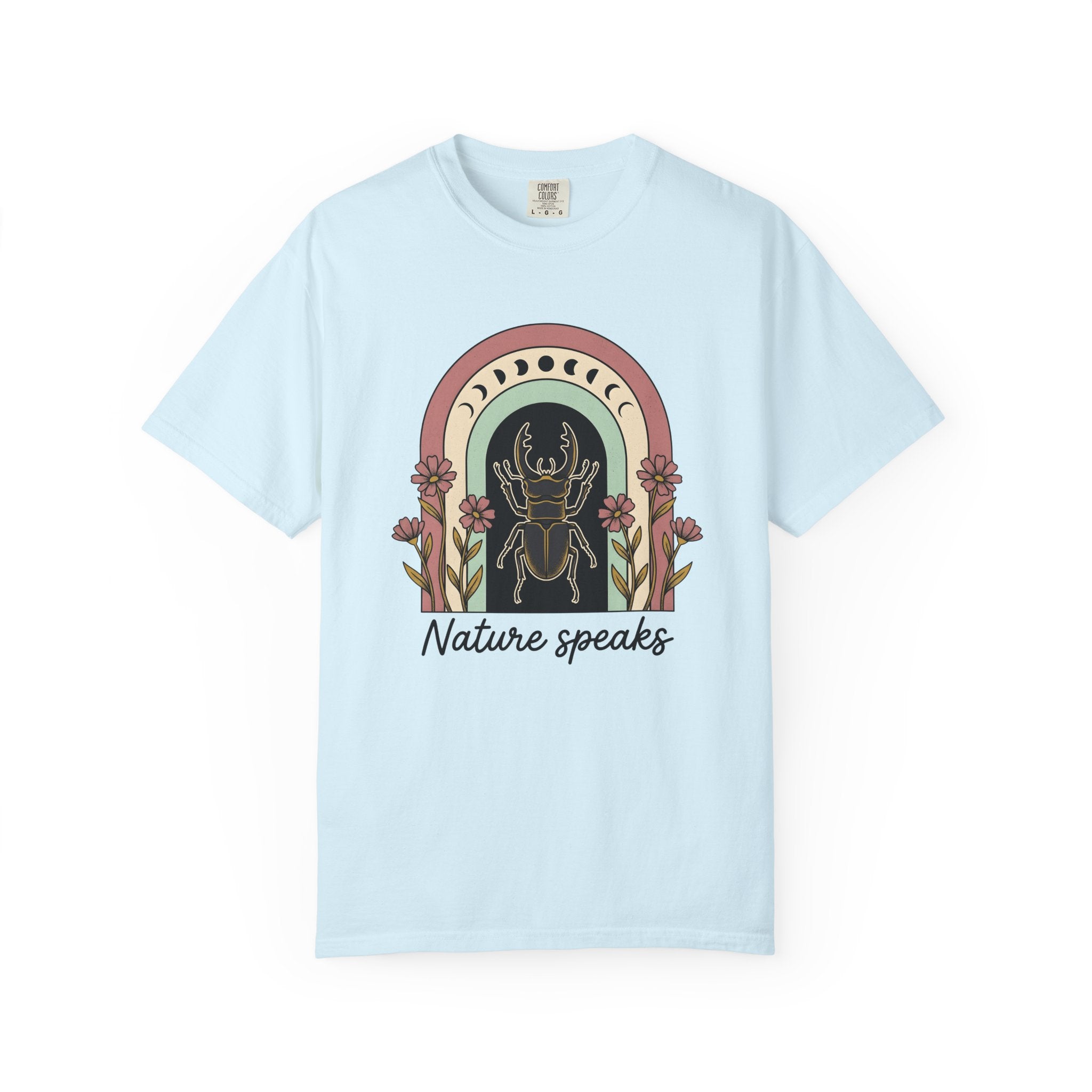 Beetle Illustration Shirt Boho Chic Outdoors Gift Women Hippie Tee Bug T-Shirt Bohemian Fan Psychedelic Tshirt Nature Graphic Retro Garden