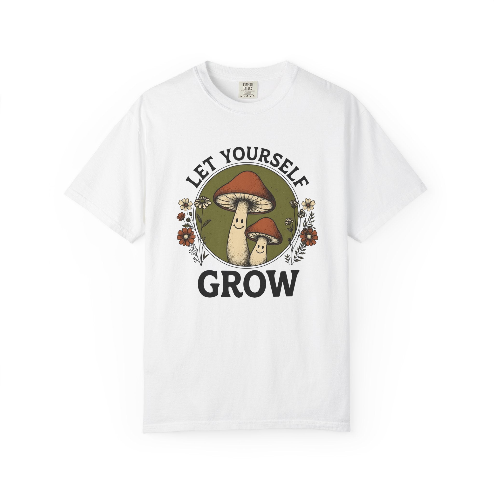 Joyful Fungi Shirt Cute Flora Gift Women Sketch Tee Mushroom T-Shirt Adorable Fan Illustration Design Nostalgic Garden Blooms Tshirt