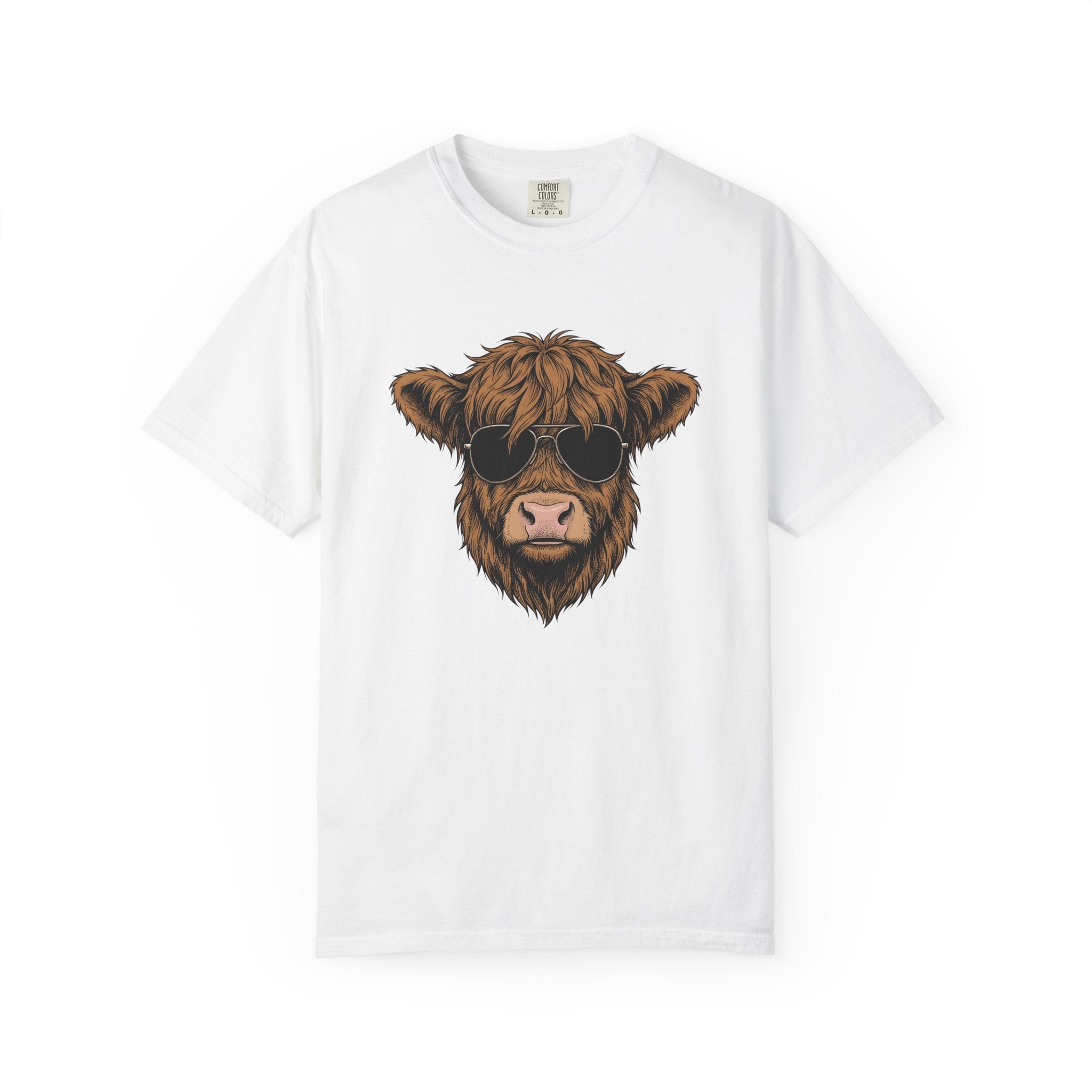 Mountain Cow Shirt Highland Cow Livestock Gift Women Hippie Tee Cow T-Shirt Highland Fan Bohemian Tshirt Farm Graphic Old School Eyewear
