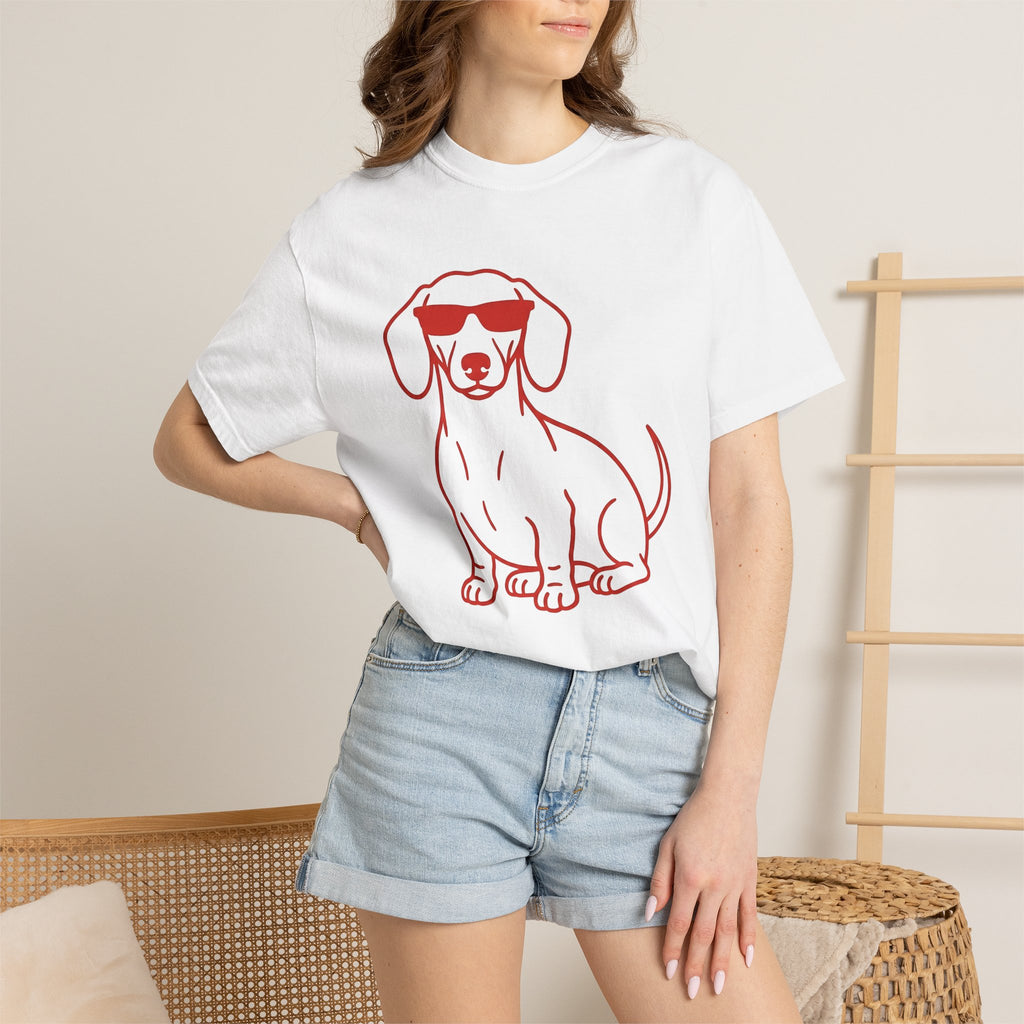 Dachshund Dog Shirt St Valentines Day Pet Gift Women Minimalist Tee Wiener Dog T-Shirt Valentine Fan Simple Tshirt Animal Graphic Retro