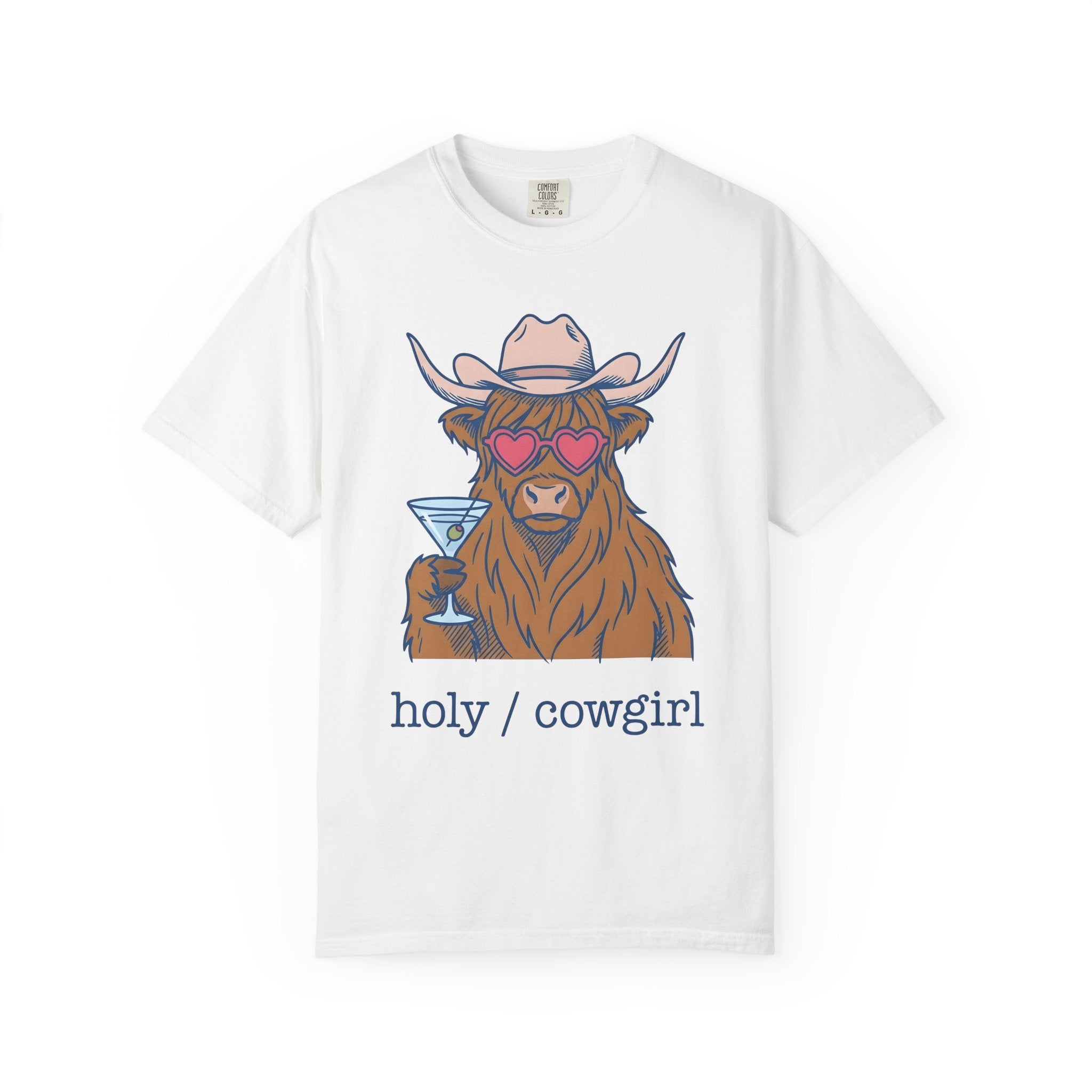 Cow Cocktail Shirt Cowgirl Celebration Gift Women Comic Tee Cocktail T-Shirt Rodeo Fan Cartoon Tshirt Party Graphic Vintage Love Glasses