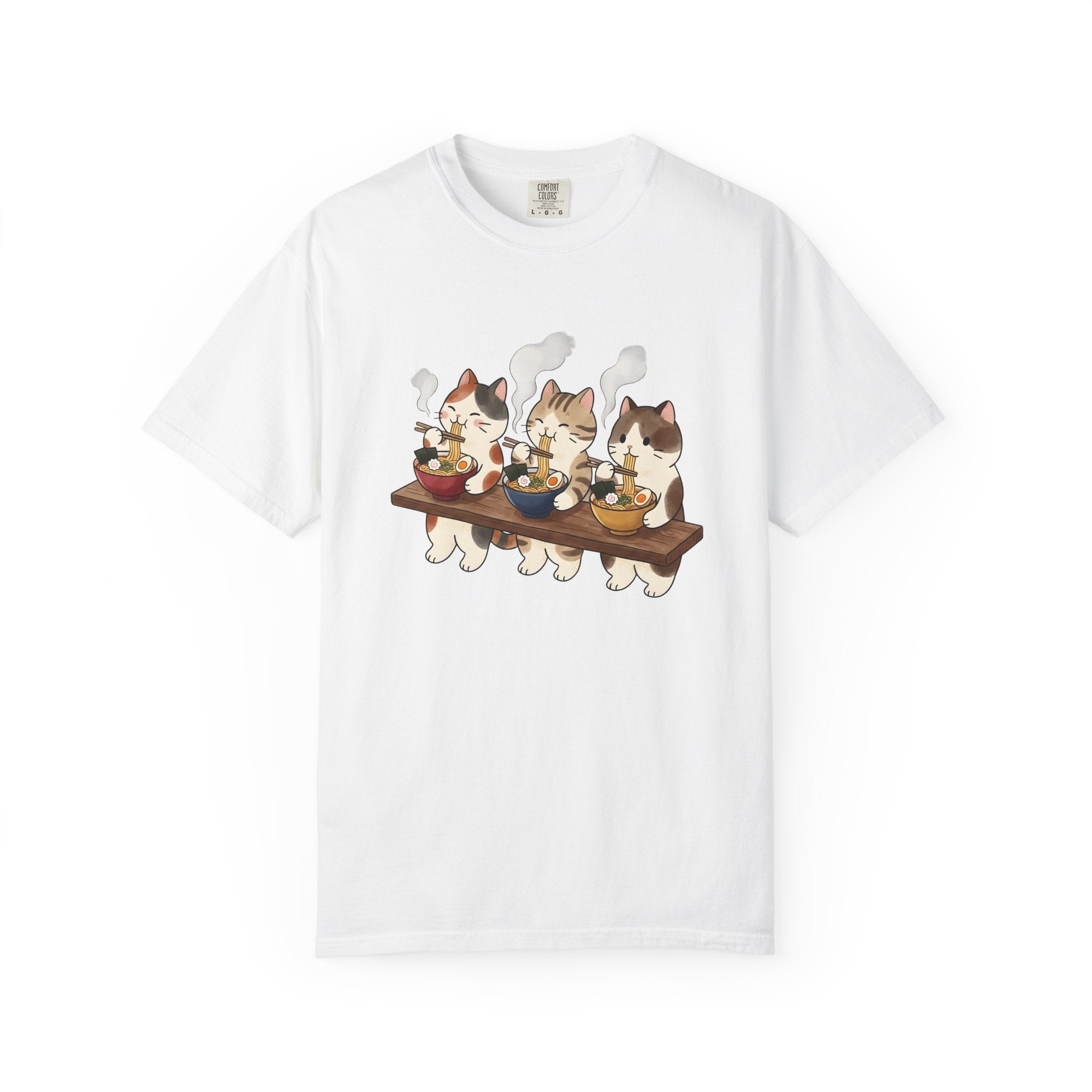 Noodle Cats Shirt Cat Cuisine Gift Women Cute Tee Kitty Cat Lady T-Shirt Cat Fan Food Graphic Design Comic Ramen Tshirt