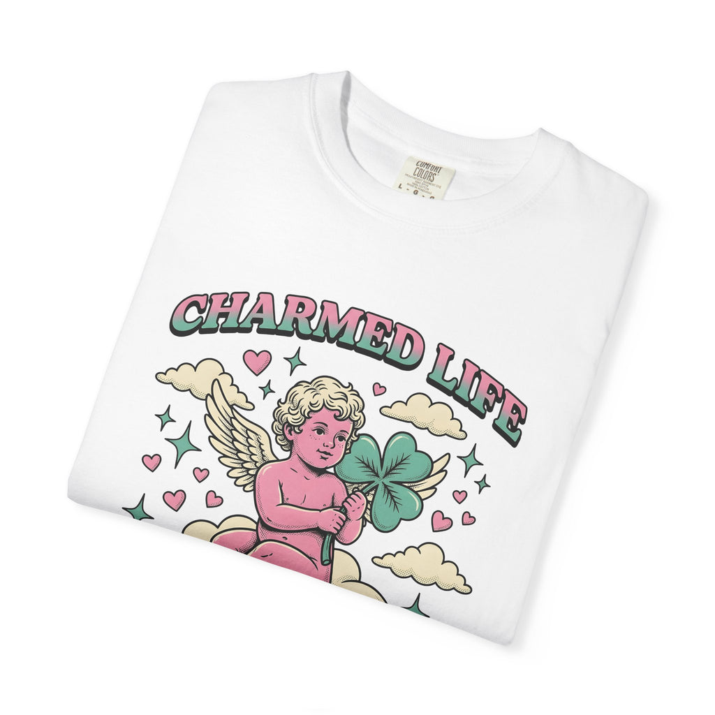 Angel Clover Shirt St Patricks Day Luck Gift Women Vintage Tee Shamrock T-Shirt St Patricks Fan Irish Tshirt Fortune Graphic Retro Cloud