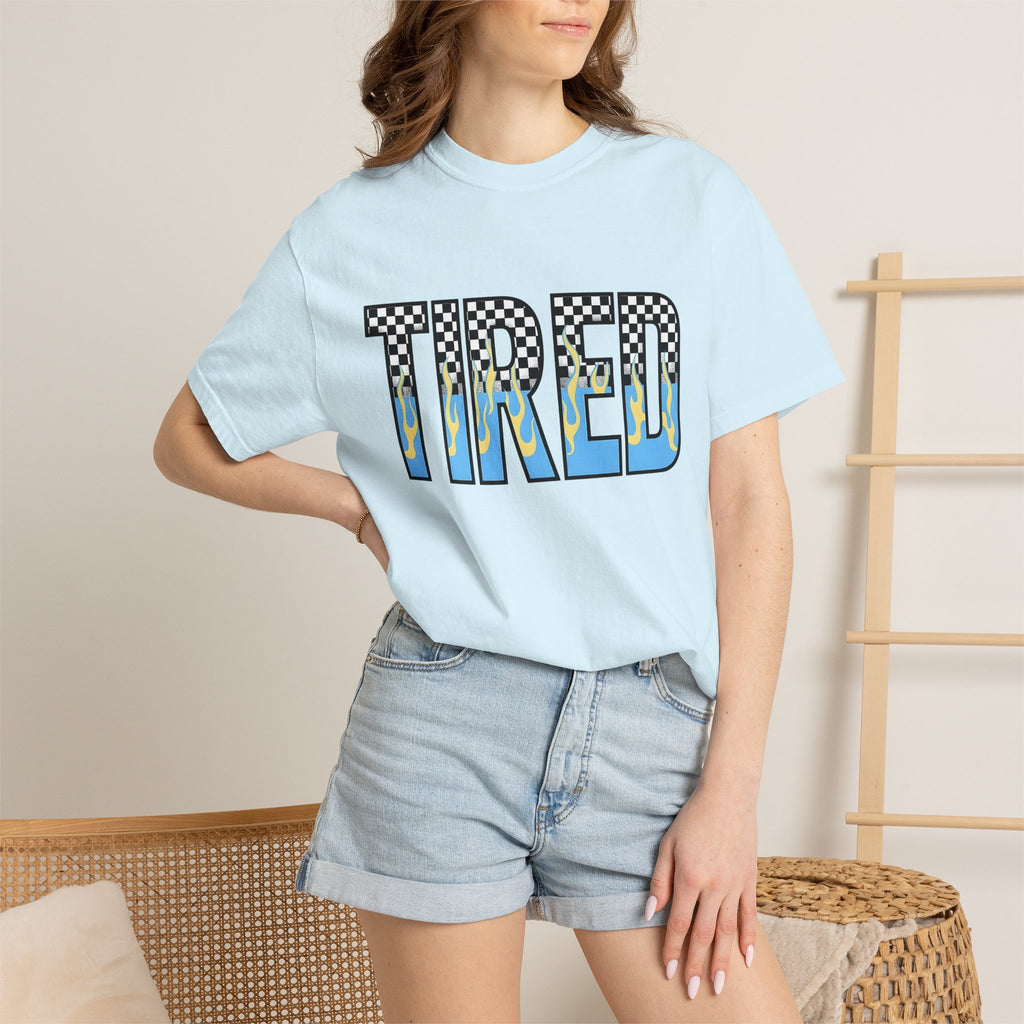 Checkered Fire Lettering Shirt Moms Comedy Gift Women Strong Tee Plaid Flame T-Shirt Motherhood Fan Bold Tshirt Humor Graphic Old Fashioned