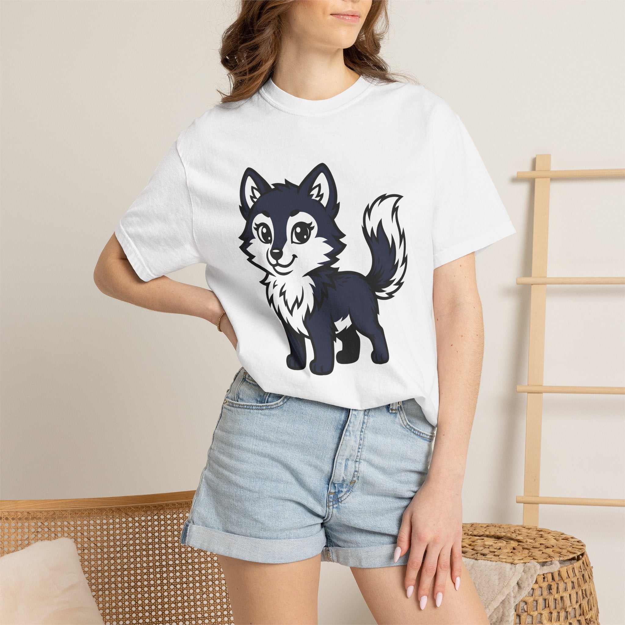 Cute Husky Dog Shirt Animals Pet Gift Women Cartoon Tee Siberian Husky T-Shirt Dog Fan Husky Graphic Pet Design Kawaii Big Eyes Tshirt