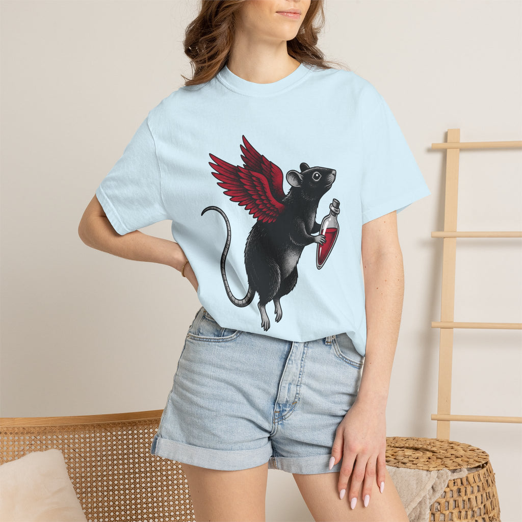 Bat Rat Shirt St. Valentine's Day Dark Gift Women Sketch Tee Rodent T-Shirt Valentine Fan Illustrated Tshirt Gothic Graphic Hand Drawn Magic