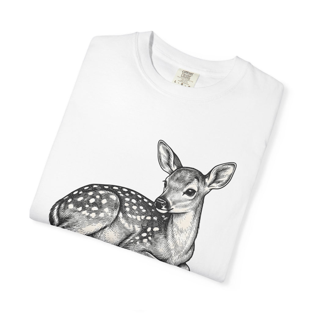 Deer Calf Shirt Animals Wildlife Gift Women Old School Tee Fawn T-Shirt Creature Fan Wildlife Art Tshirt Conservation Graphic Pencil