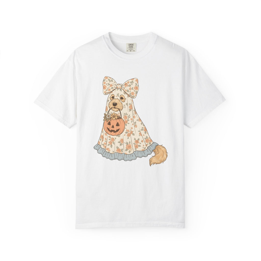 Dog Ghost Shirt Halloween Dog Gift Women Whimsical Tee Specter T-Shirt Halloween Fan Ghostly Tshirt Canine Graphic Vintage Pumpkin Tshirt