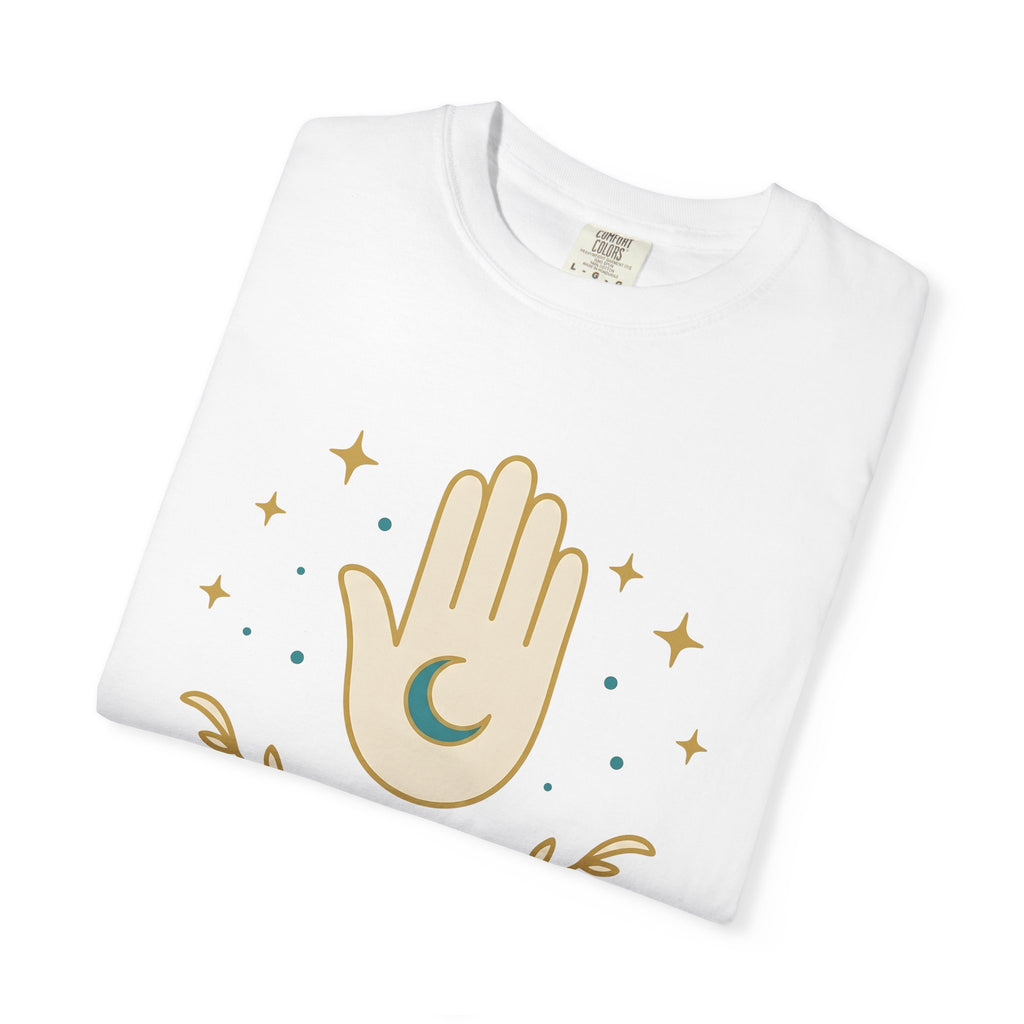 Hamsa Charm Shirt Boho Chic Esoteric Gift Women Contemporary Tee Hand Charm T-Shirt Bohemian Enthusiast Modern Tshirt Mystical Graphic