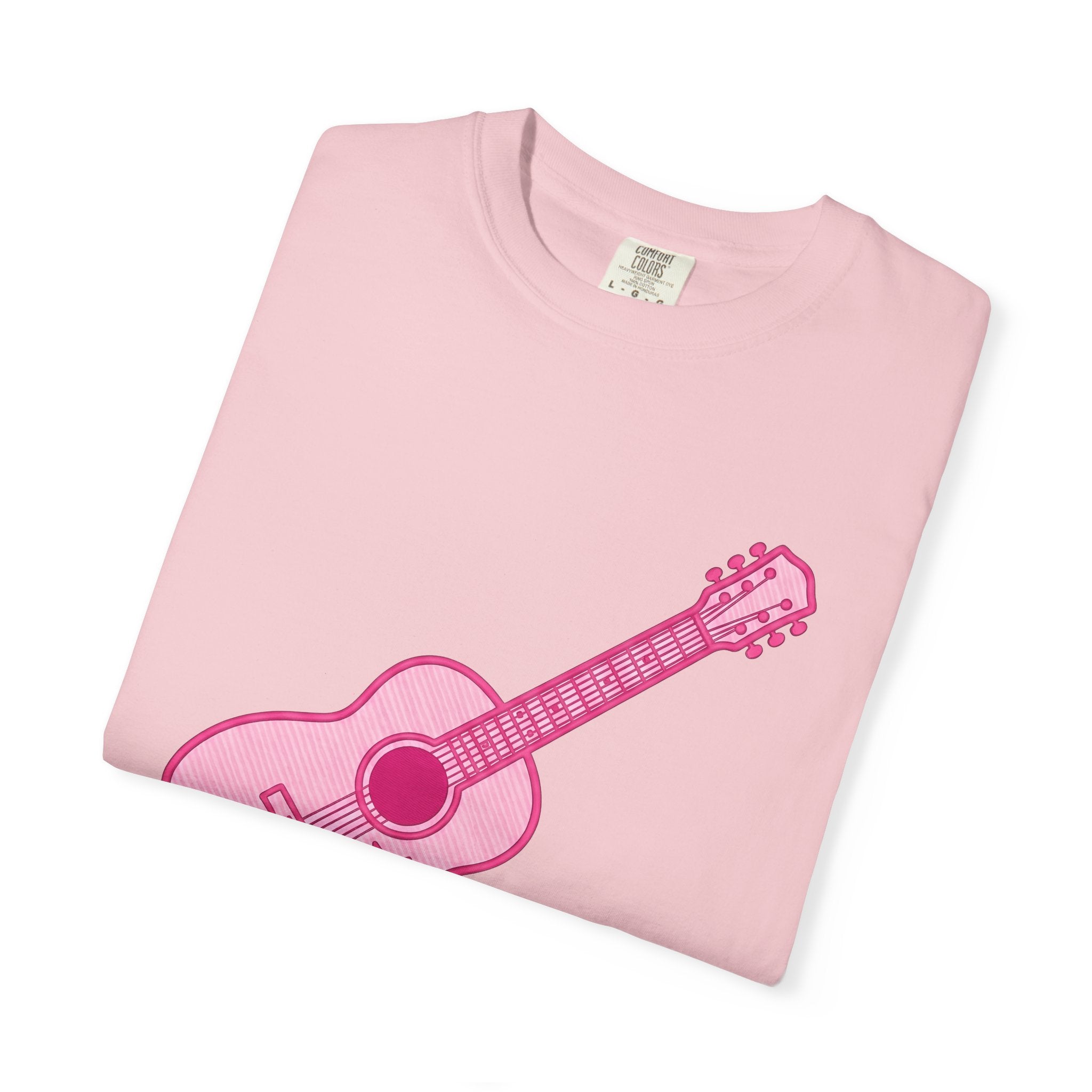 Acoustic Guitar Shirt Cowgirl Tunes Gift Women Flat Tee Guitar T-Shirt Cowboy Fan Flat Design Tshirt Melody Graphic Old School Star Tshirt