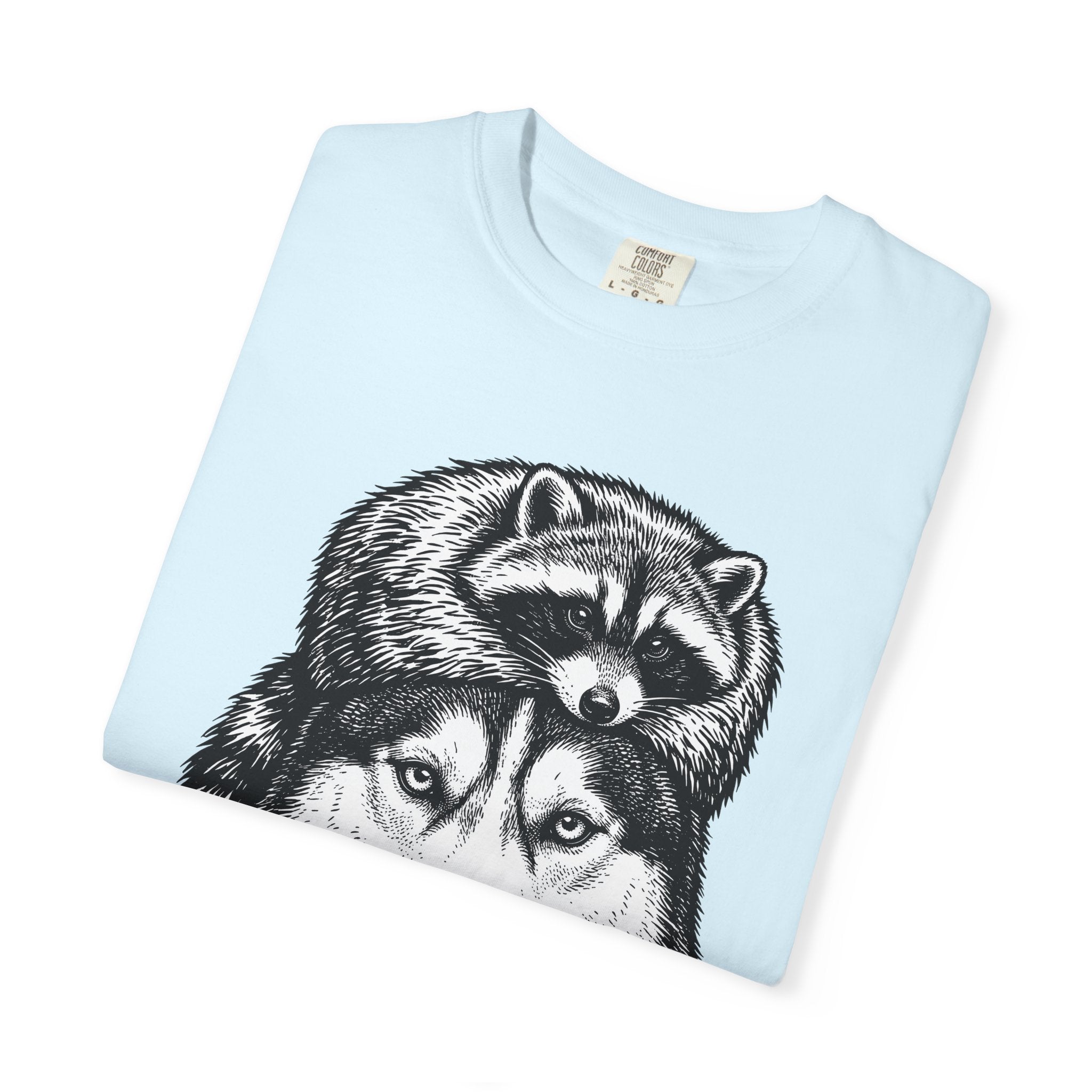 Husky Raccoon Shirt Dog Animals Gift Women Sketch Tee Raccoon Dog T-Shirt Dog Fan Wildlife Graphic Tshirt Retro Knot Tshirt