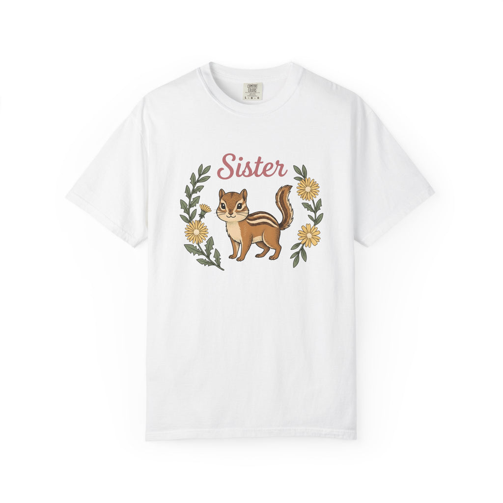 Chipmunk Art Shirt Animals & Flowers Household Gift Women Cartoon Tee Squirrel T-Shirt Wildlife Fan Animal Tshirt Home Graphic Doodle