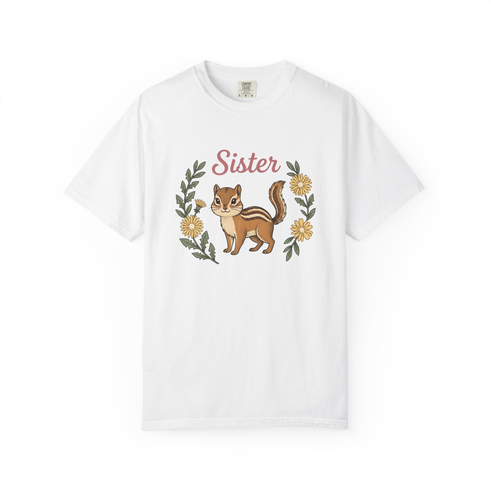 Chipmunk Art Shirt Animals & Flowers Household Gift Women Cartoon Tee Squirrel T-Shirt Wildlife Fan Animal Tshirt Home Graphic Doodle