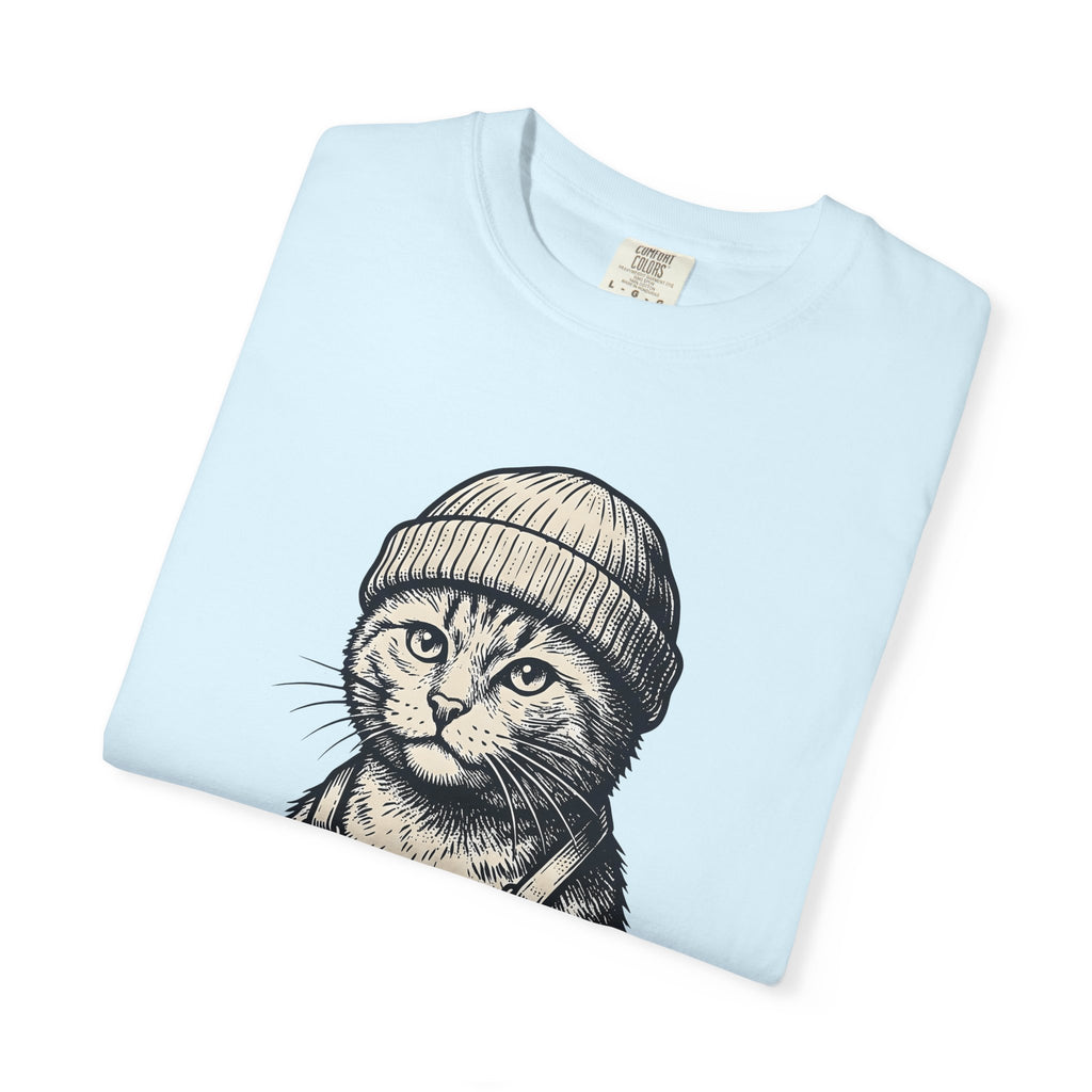 Feline Beanie Shirt Cat Mocha Gift Women Nostalgic Tee Kitty T-Shirt Cat Fan Coffee Tshirt Coffee Graphic Cartoon Bib Overalls Tshirt