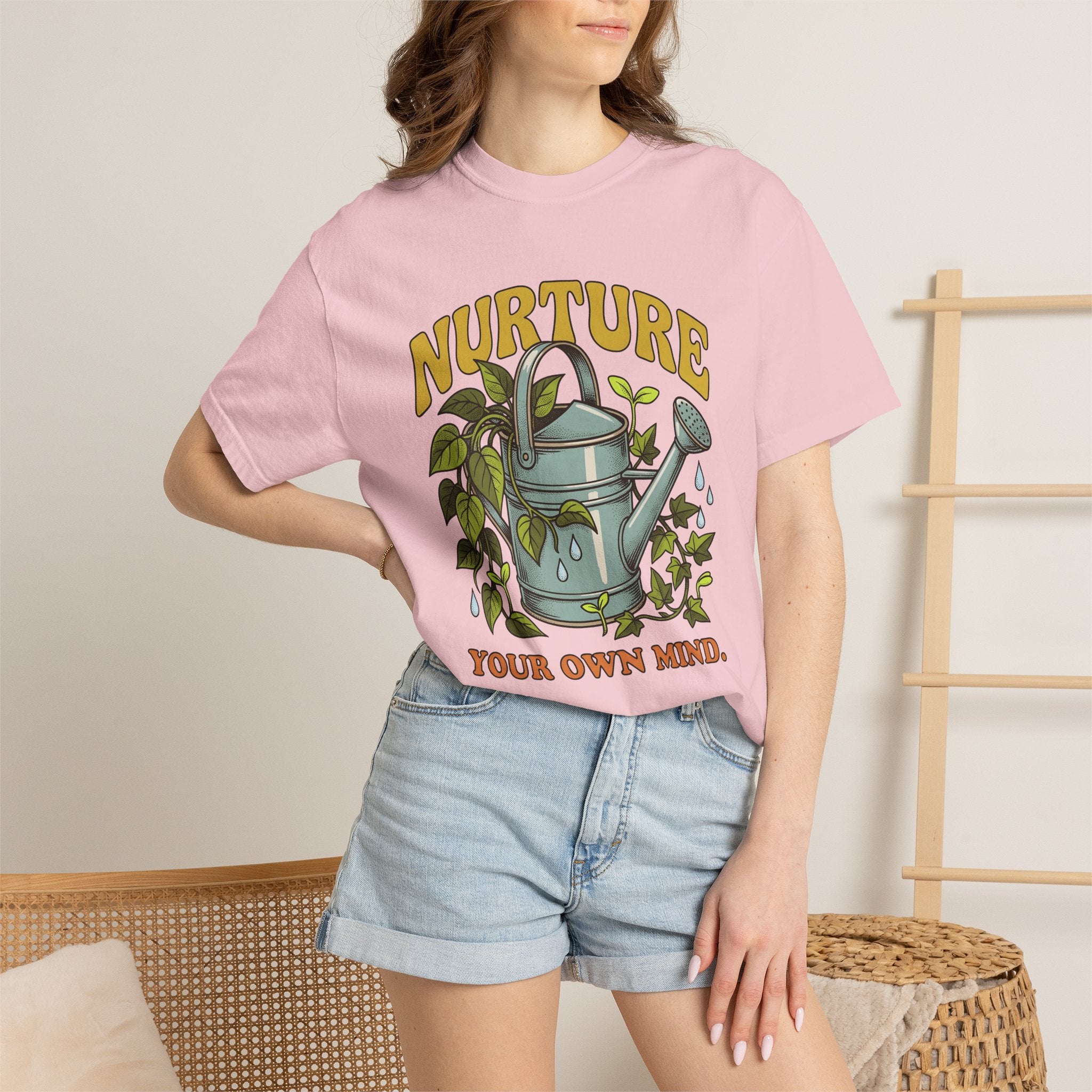 Metal Watering Plants Shirt Boho Chic Horticulture Gift Women Shabby Chic Tee Watering Can T-Shirt Bohemian Fan Distressed Tshirt Gardening