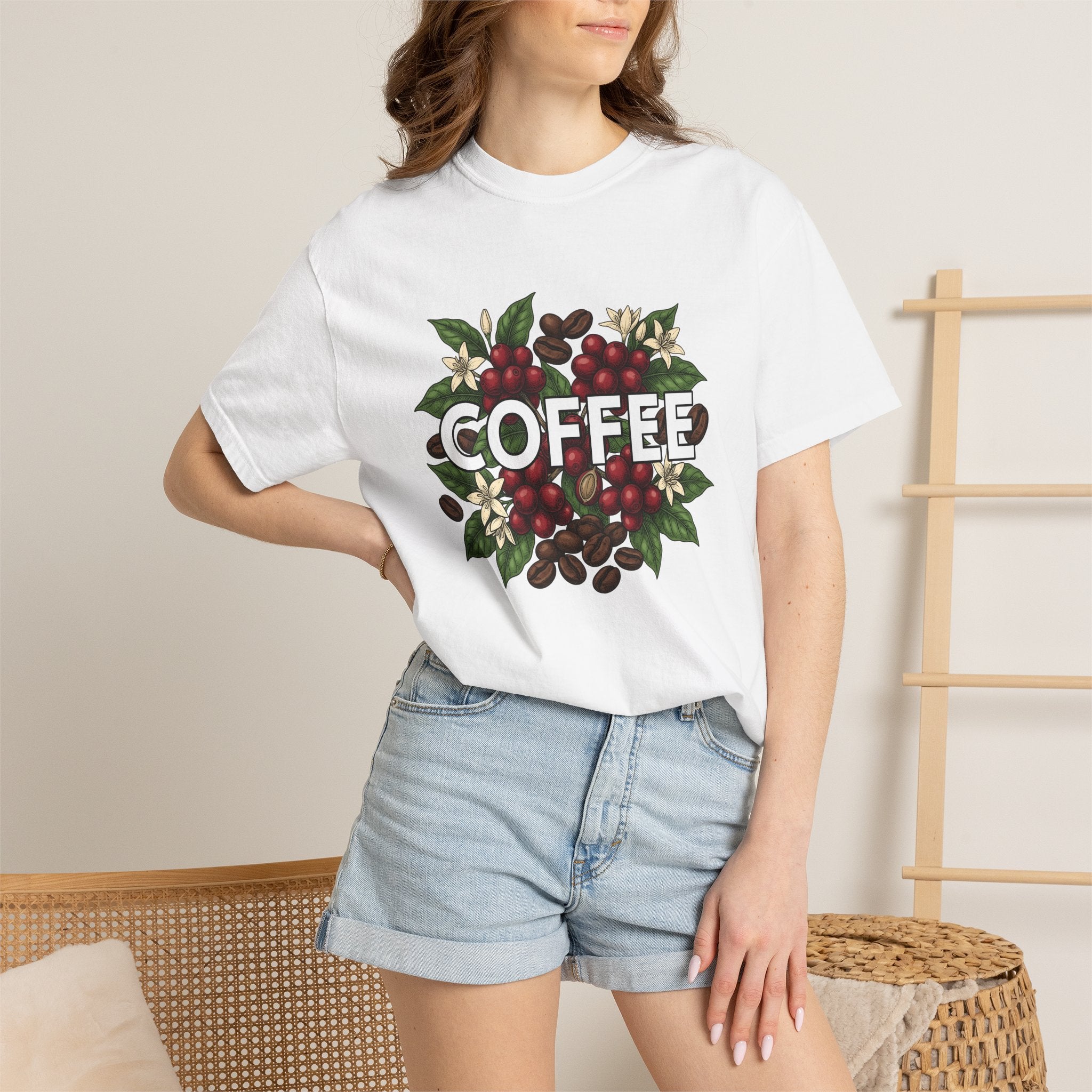 Coffee Plant Shirt Cottagecore Coffee Gift Women Botanical Tee Coffee T-Shirt Cottage Fan Illustrative Tshirt Coffee Design Vintage Flowers