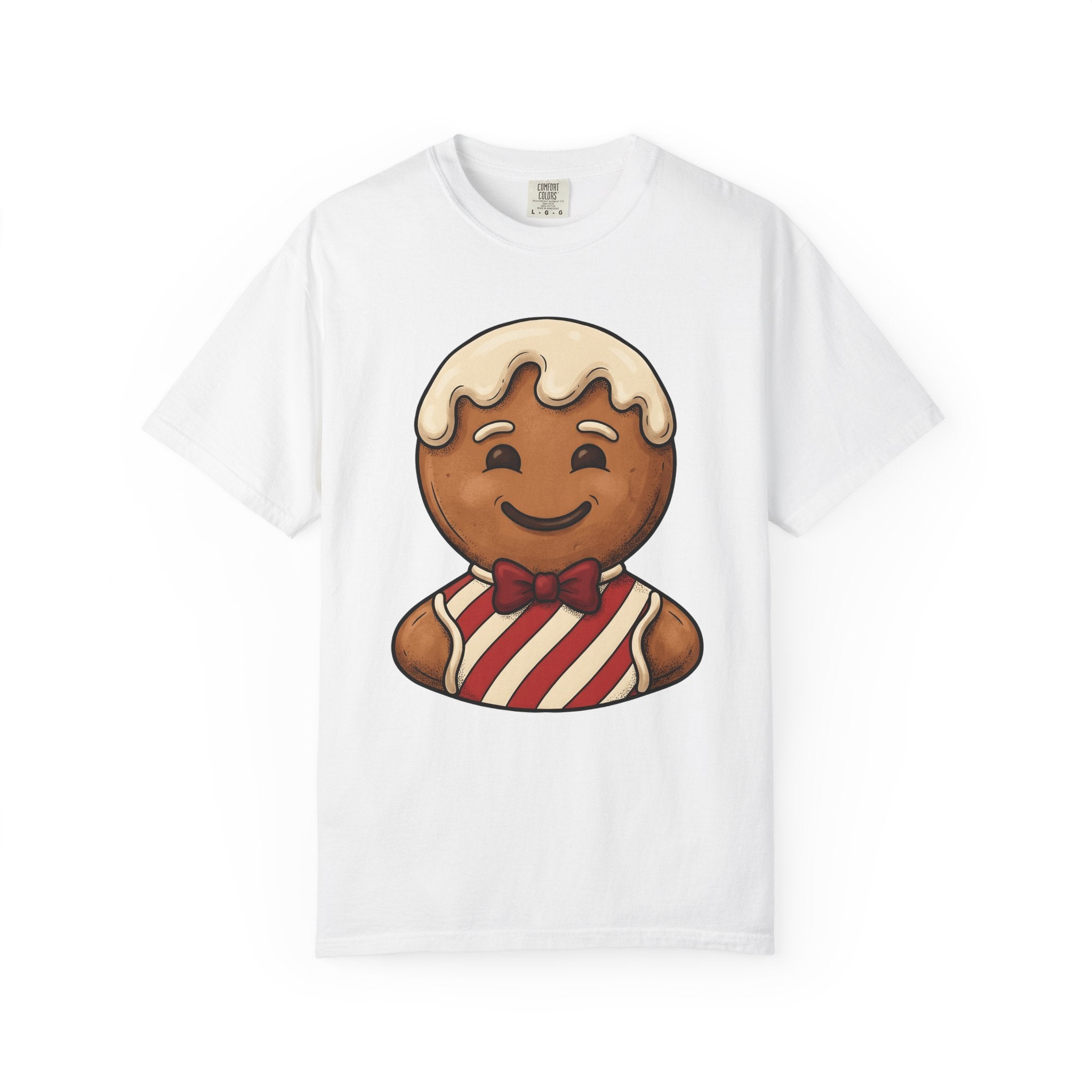 Gingerbread Man Shirt Christmas Food Gift Women Cute Tee Cookie T-Shirt Holiday Fan Gingerbread Tshirt Bakery Graphic Cartoon Bow Tie Tshirt