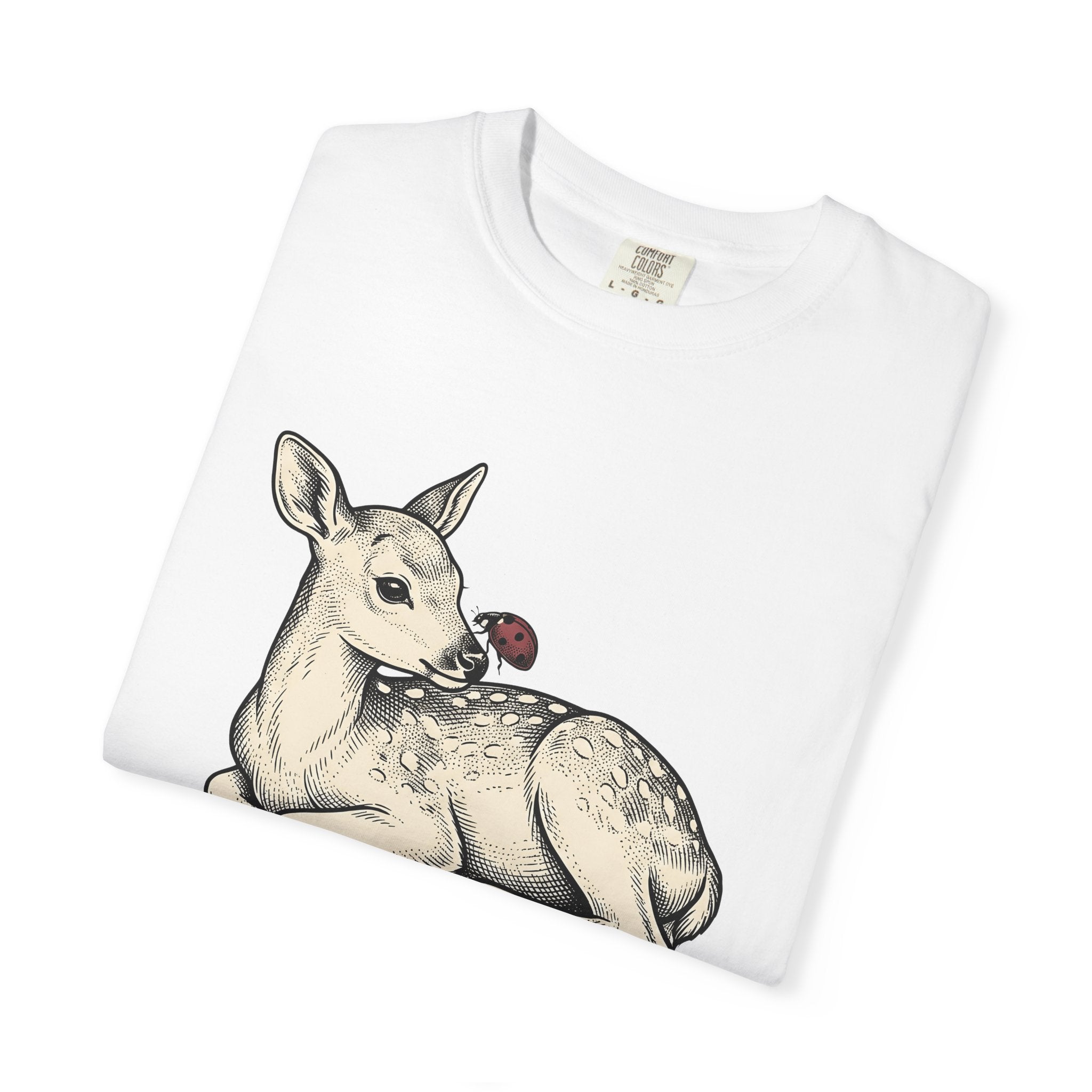 Fawn Graphic Shirt Animals Nature Gift Women Hand Drawn Tee Deer T-Shirt Wildlife Fan Illustrated Tshirt Environmental Graphic Vintage