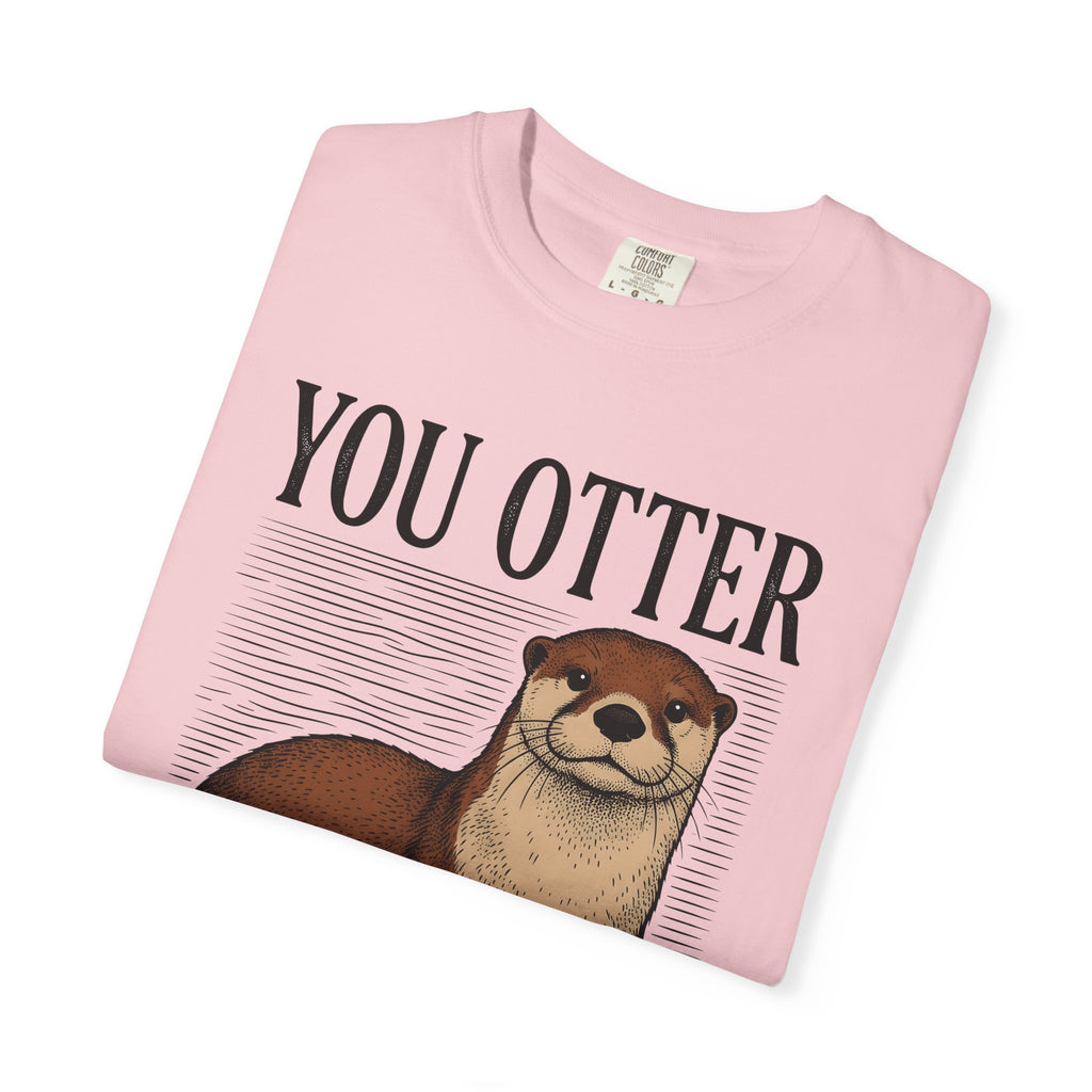 Otter Art Shirt Funny Fauna Gift Women Line Art Tee Otter T-Shirt Humor Fan Minimalist Tshirt Wildlife Graphic Cartoon Timber Texture Tshirt