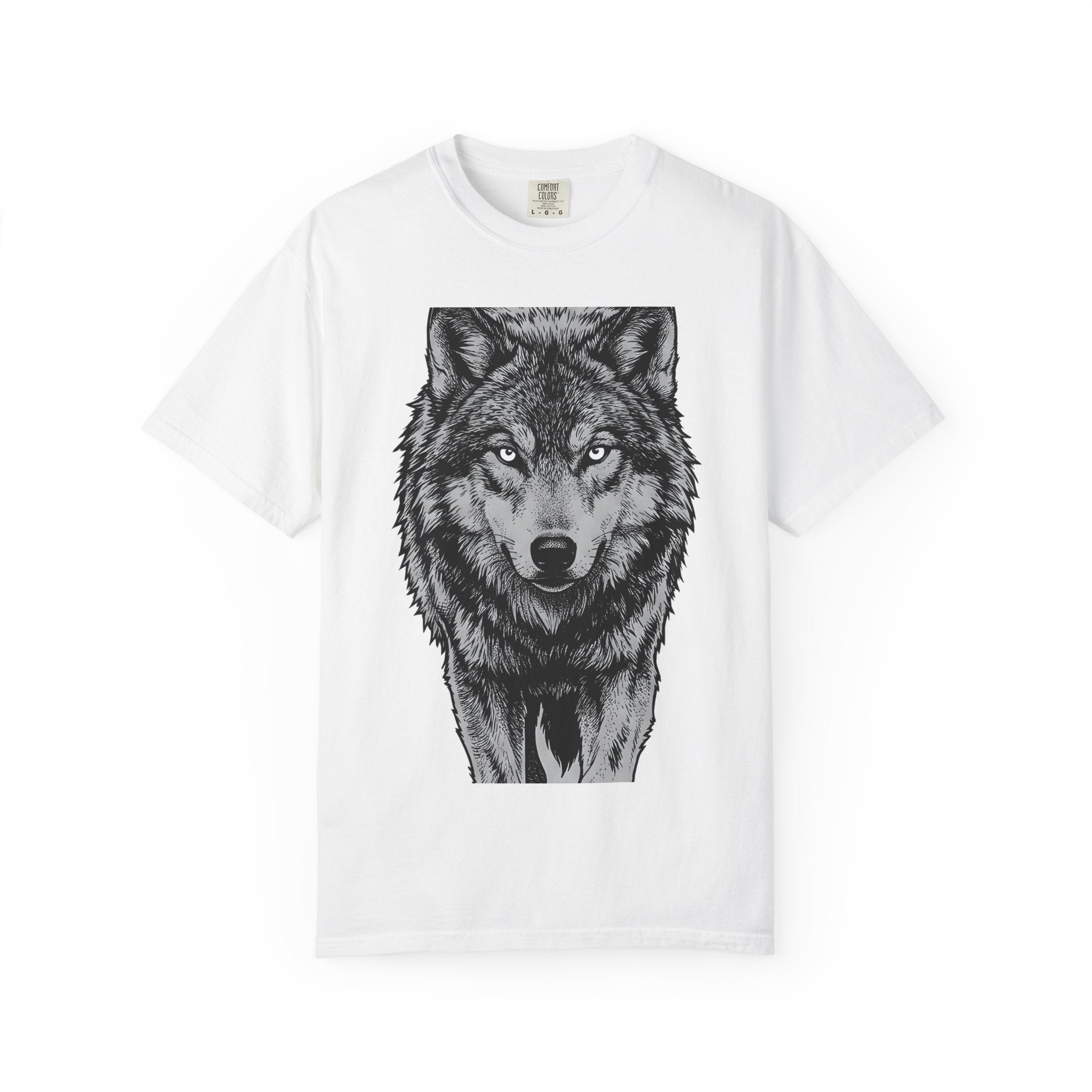 Wolf Drawing Shirt Animals Outdoors Gift Women Detailed Tee Wolf T-Shirt Wildlife Enthusiast Illustrative Tshirt Nature Graphic Hand Drawn