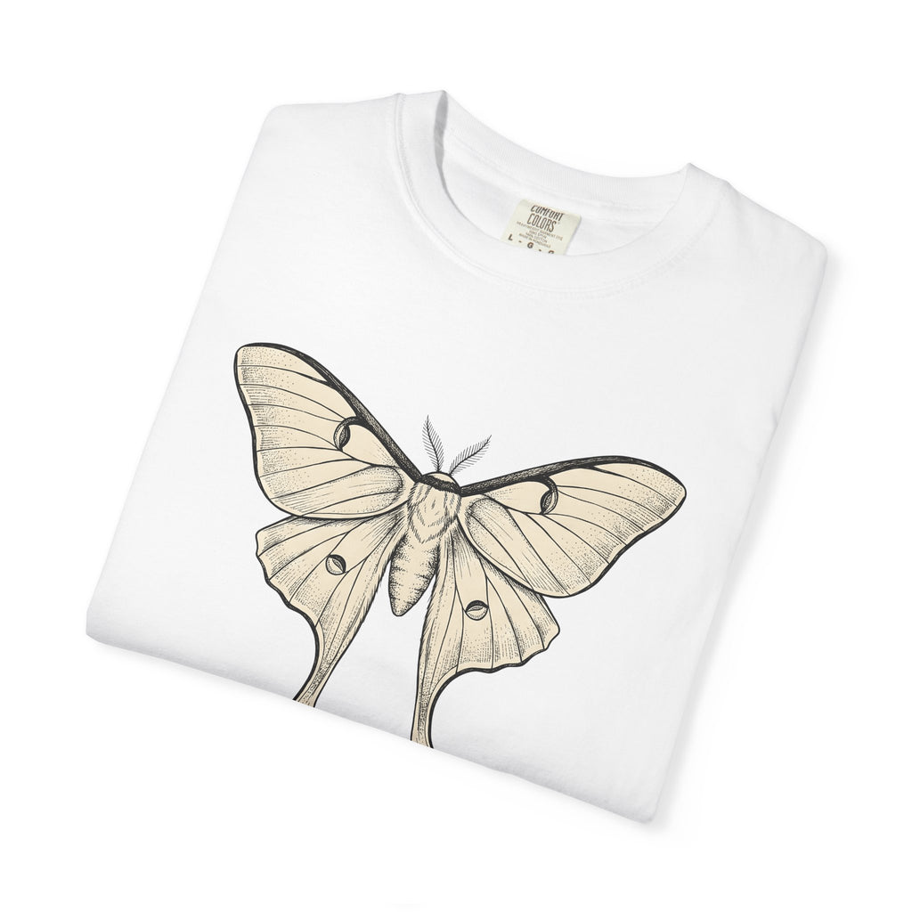 Luna Insect Shirt Moth Plants Gift Women Drawing Tee Moth T-Shirt Moth Fan Illustrated Graphic Tshirt Hand Drawn Insect Wings Tshirt