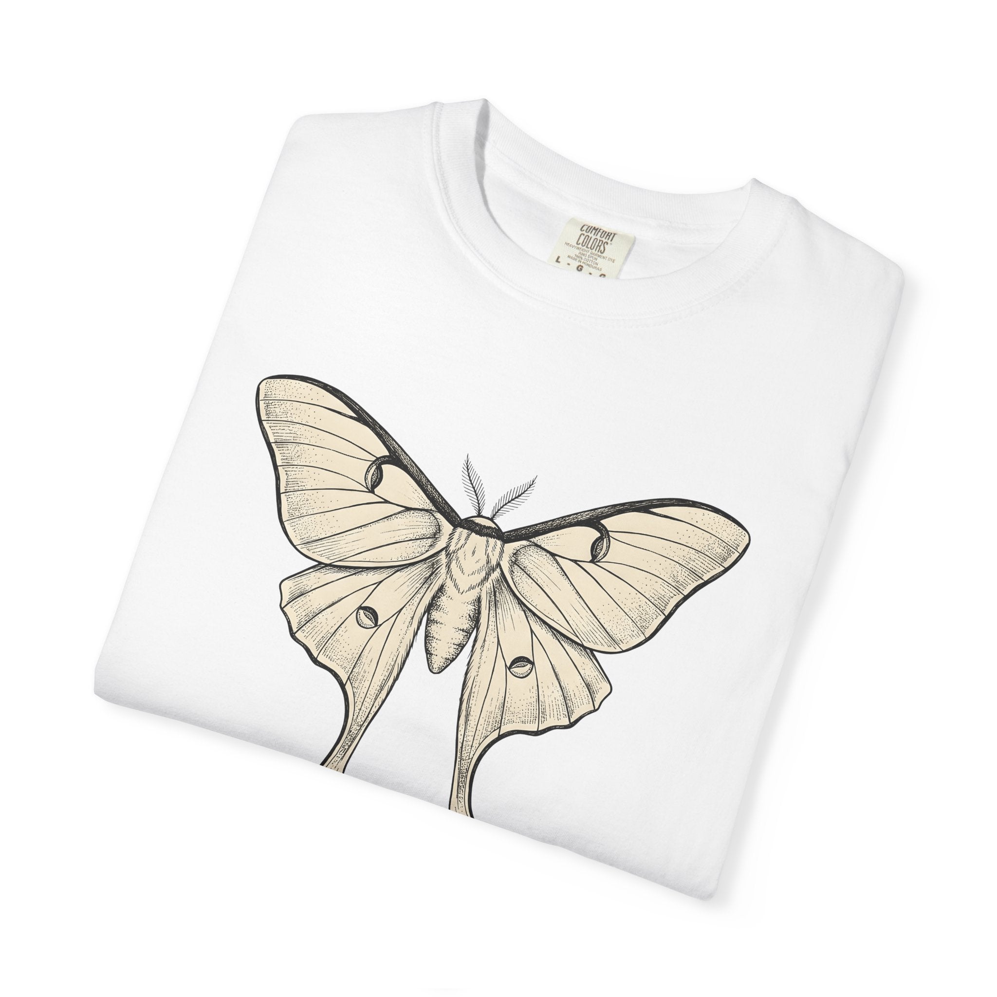 Luna Insect Shirt Moth Plants Gift Women Drawing Tee Moth T-Shirt Moth Fan Illustrated Graphic Tshirt Hand Drawn Insect Wings Tshirt