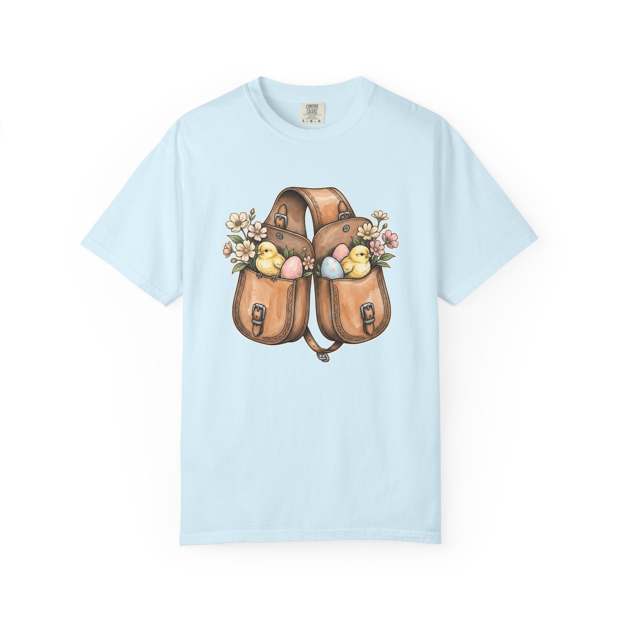 Baby Chicken Bag Shirt Easter Flowers Gift Women Floral Tee Chick Bag T-Shirt Easter Fan Botanical Graphic Tshirt Retro Nest Tshirt