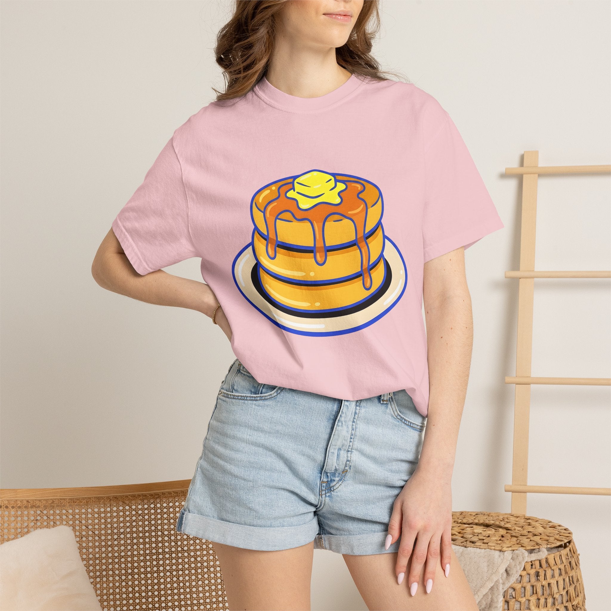 Pancake Stack Shirt Desserts Breakfast Gift Women Cartoon Tee Pancakes T-Shirt Sweets Fan Cute Tshirt Morning Graphic Retro Syrup Tshirt