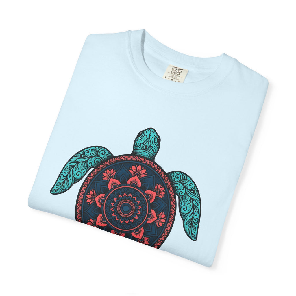 Mandala Turtle Shirt Boho Chic Aquatic Gift Women Gypsy Tee Turtle T-Shirt Bohemian Fan Tribal Tshirt Marine Graphic Outline Bloom Tshirt