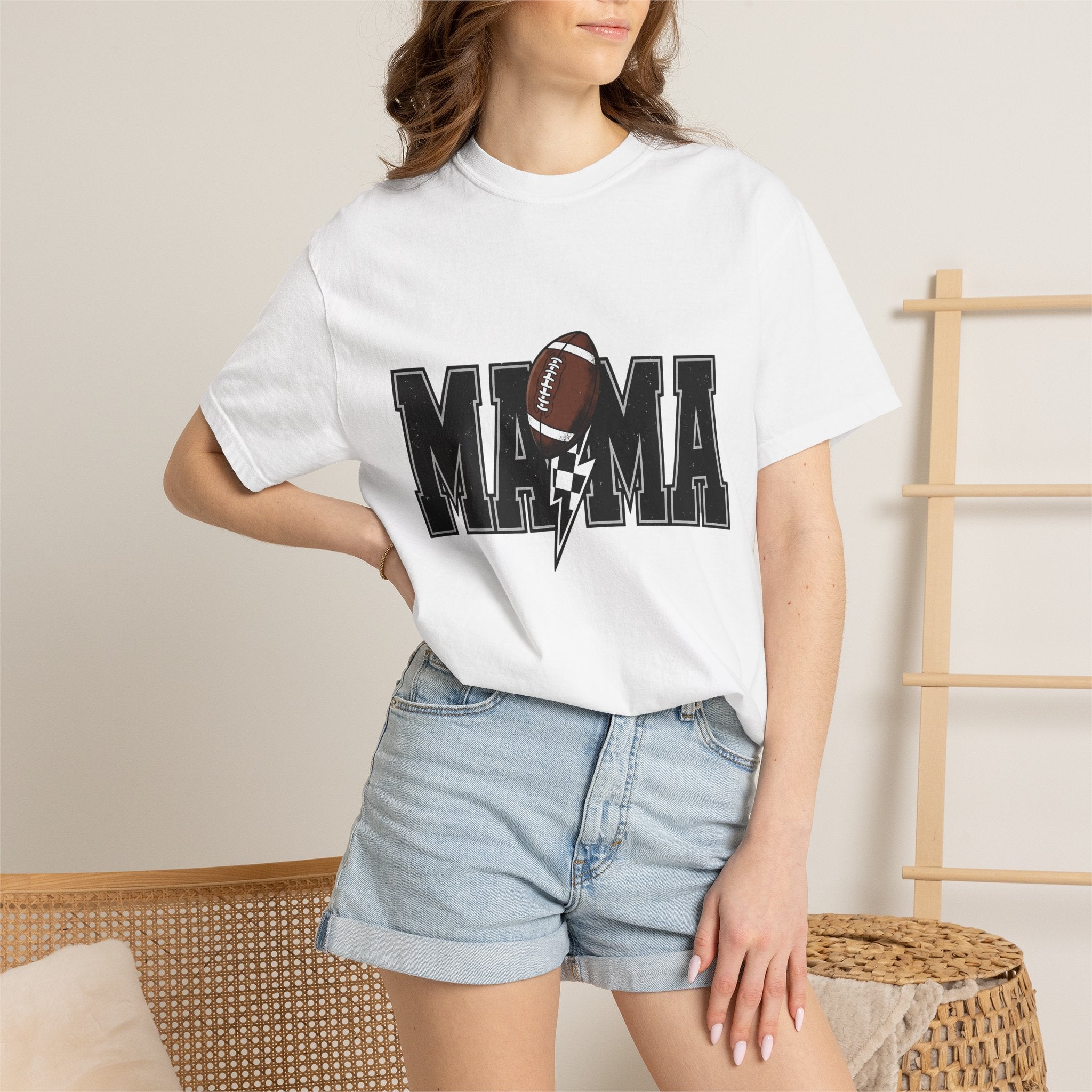 Football Image Shirt Moms Games Gift Women Classic Tee Soccer T-Shirt Mom Fan Vintage Tshirt Gaming Graphic Throwback Electric Bolt Tshirt