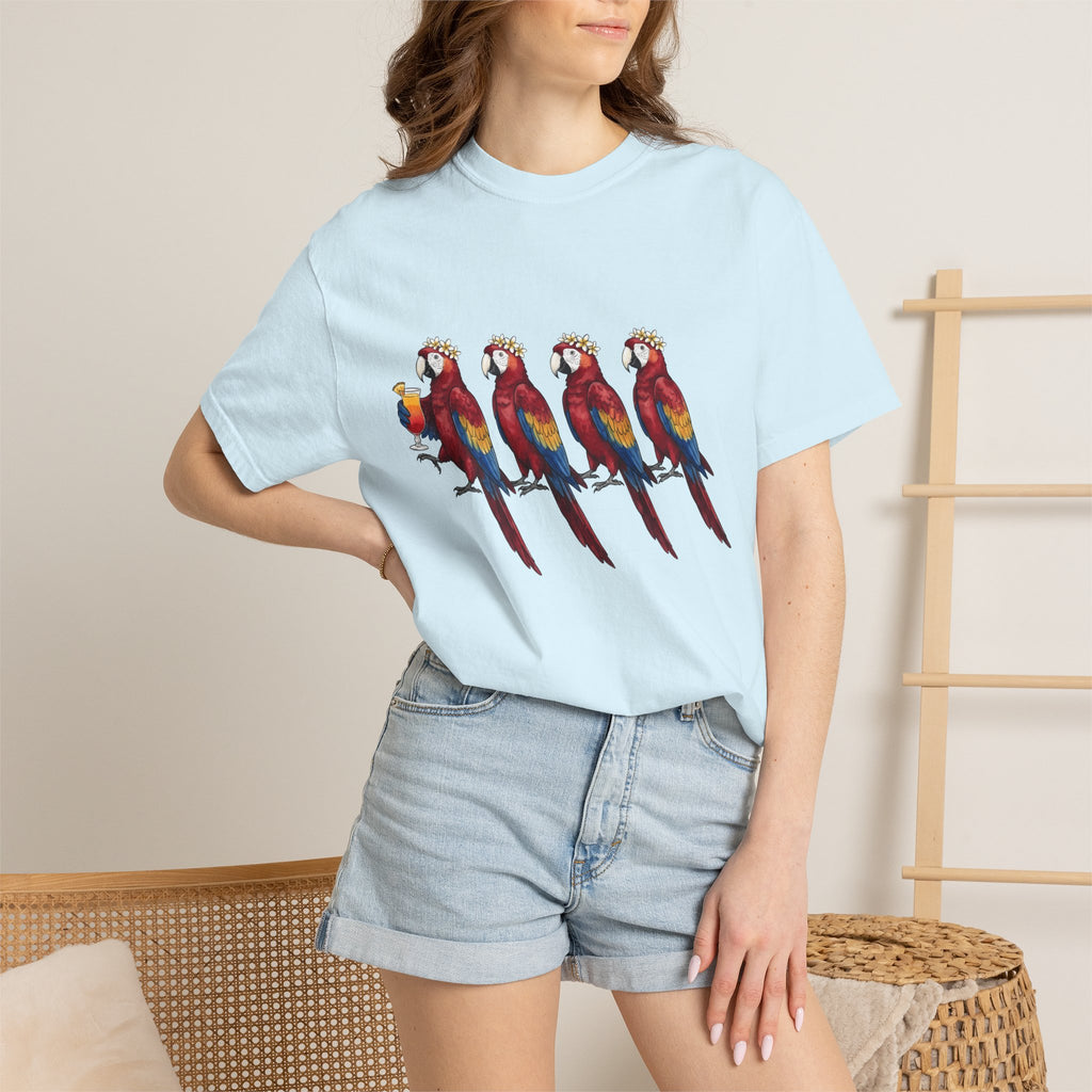 Exotic Bird Shirt Animals Rainforest Gift Women Retro Tee Parrot T-Shirt Wildlife Fan Vintage Tshirt Jungle Graphic Ink Cocktail Glass