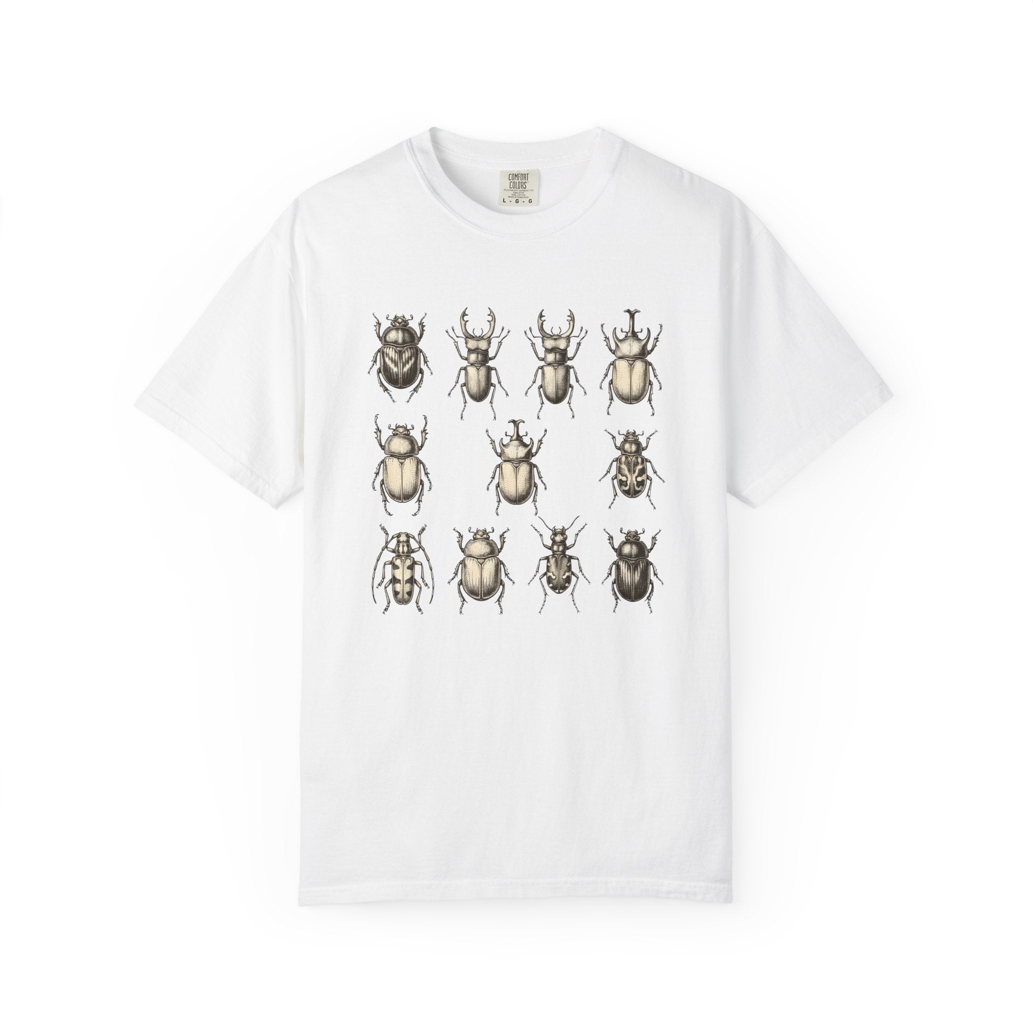 Beetle Art Shirt Cottagecore Plants Gift Women Sketch Tee Insect T-Shirt Cottage Fan Drawing Graphic Cartoon Beetle Tshirt