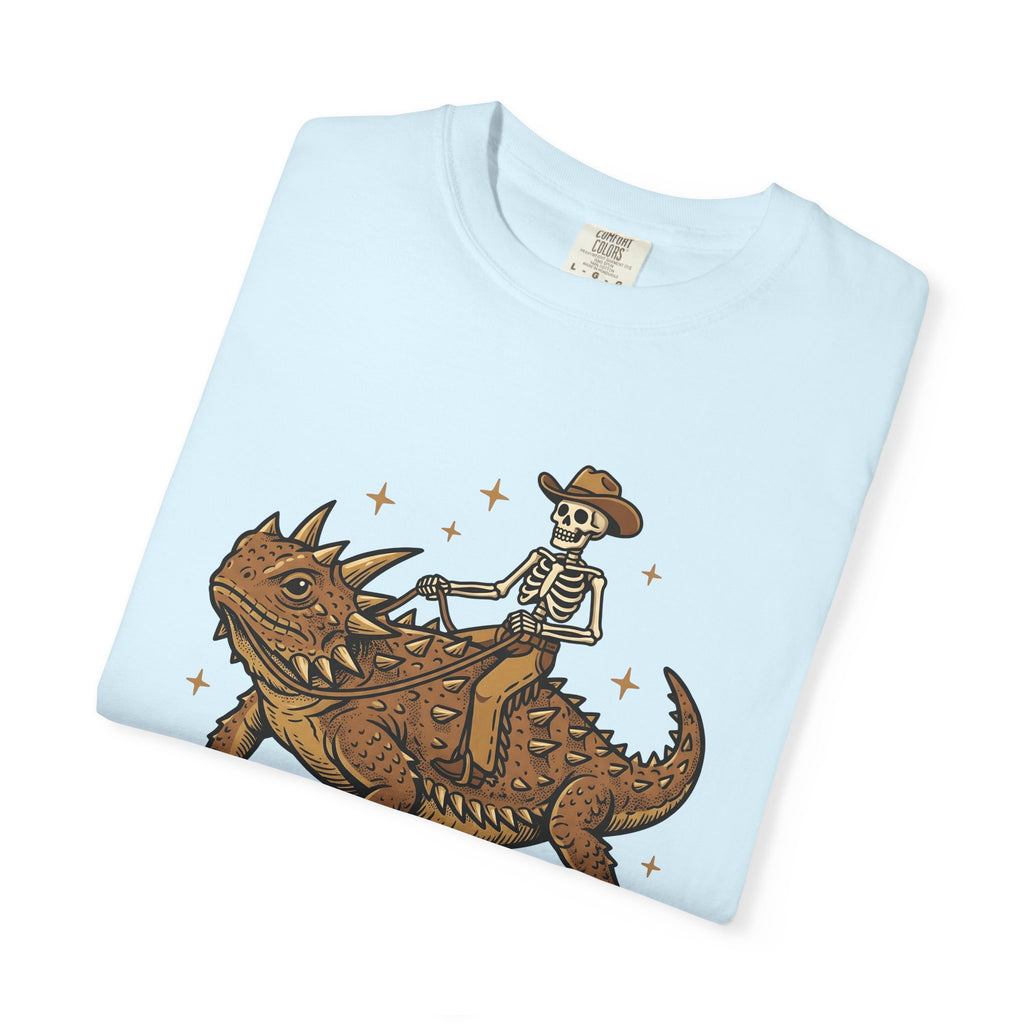 Bony Cowboy Shirt Cowgirl Rodeo Gift Women Traditional Tee Cowpoke T-Shirt Cowgirl Fan Classic Tshirt Rodeo Graphic Ink Drawing Horned Gecko