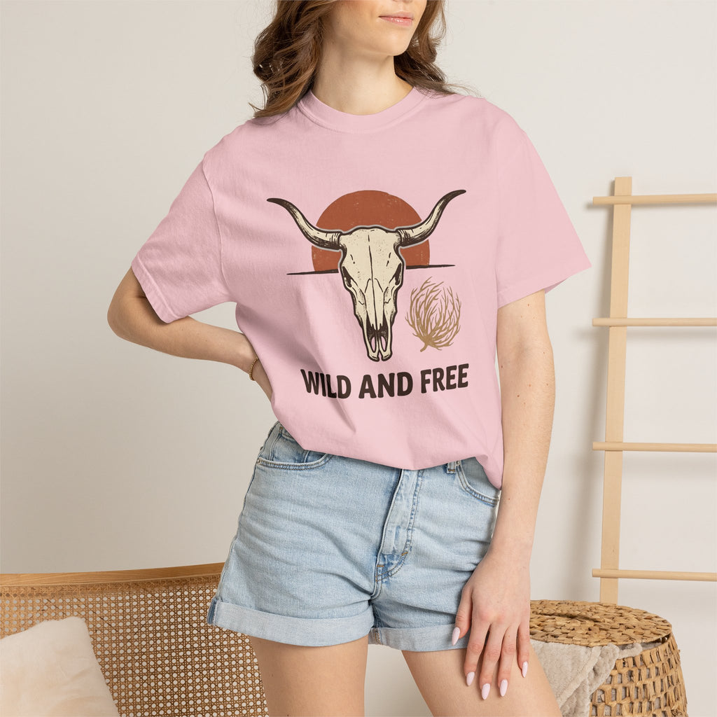 Steer Skull Shirt Cowgirl Country Gift Women Farmhouse Tee Bull Skull T-Shirt Rodeo Fan Rustic Graphic Tshirt Old-Fashioned Prairie Plant