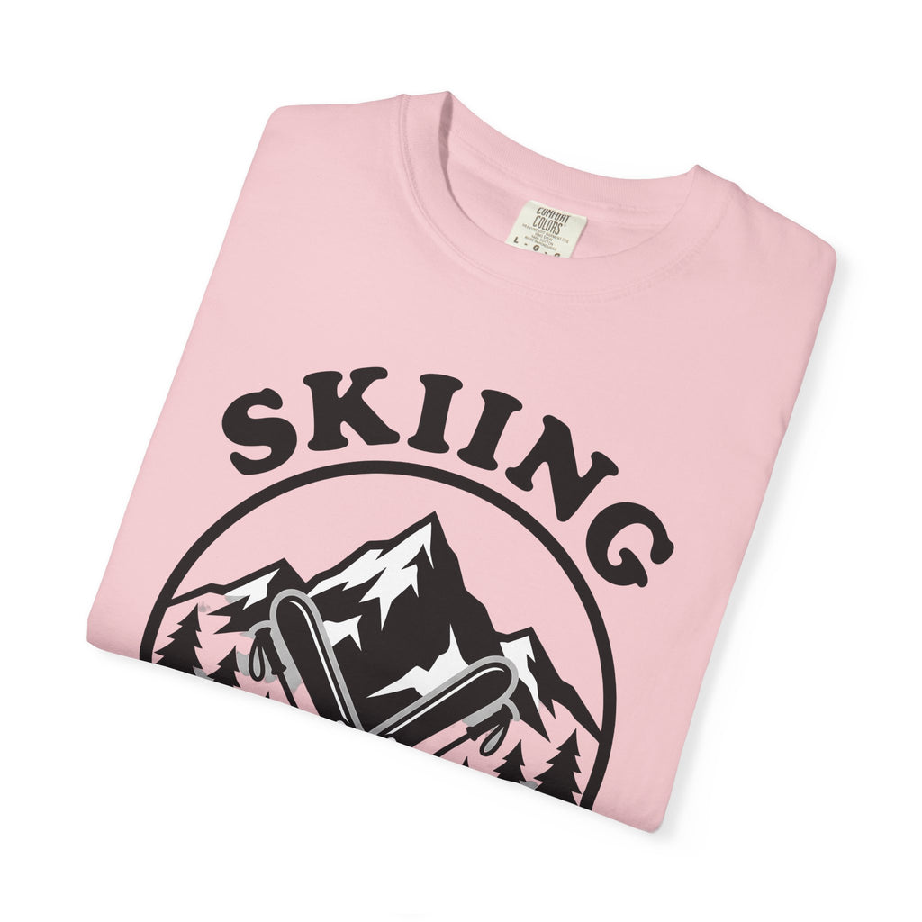 Crossed Skis Shirt Skiing Adventure Gift Women Bold Graphic Tee Skis T-Shirt Snowboarder Enthusiast Graphic Tshirt Thrill Seeker Graphic