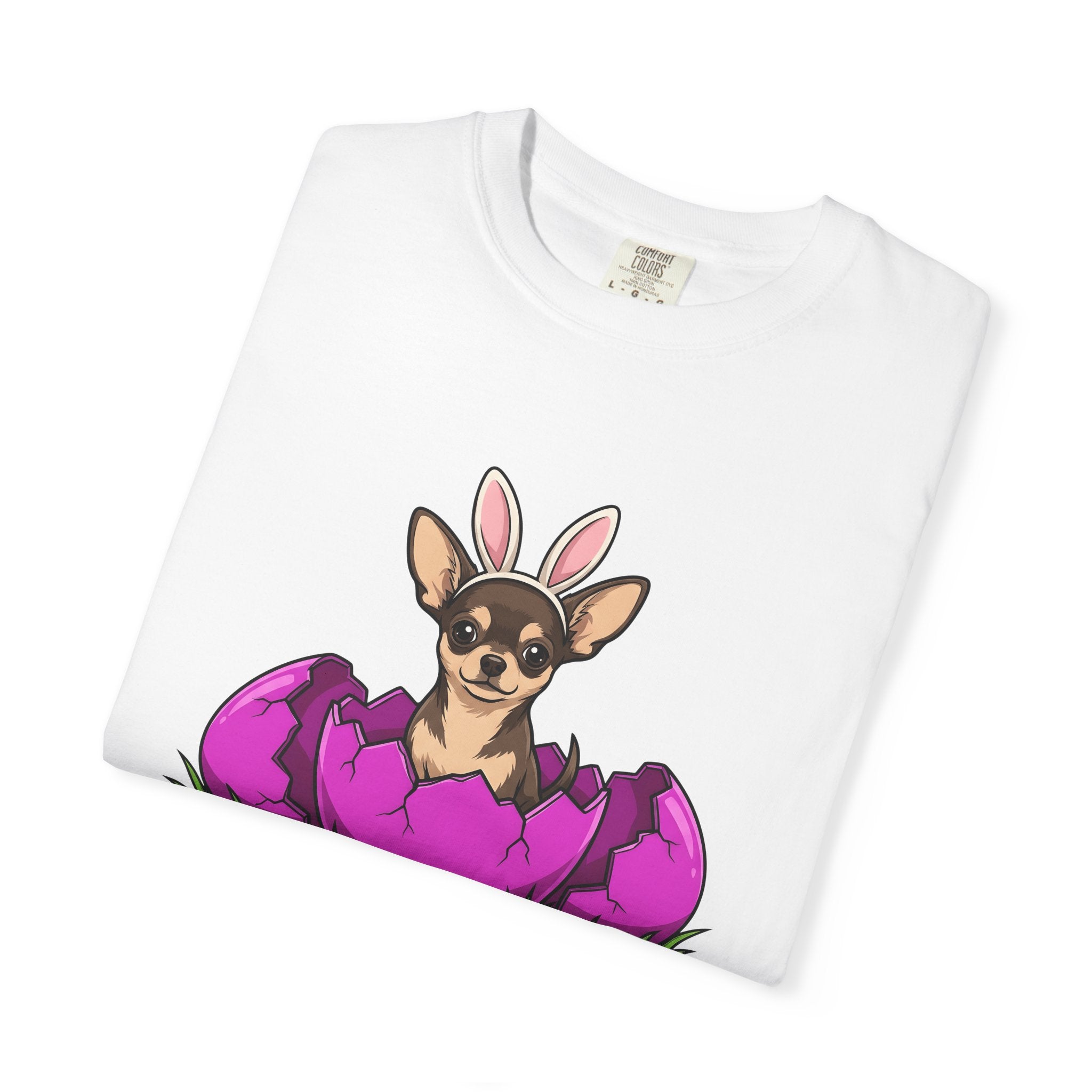 Chihuahua Bunny Ears Shirt Dog Holiday Gift Women Cartoon Tee Puppy T-Shirt Dog Fan Comic Tshirt Easter Graphic Kawaii Easter Egg Tshirt